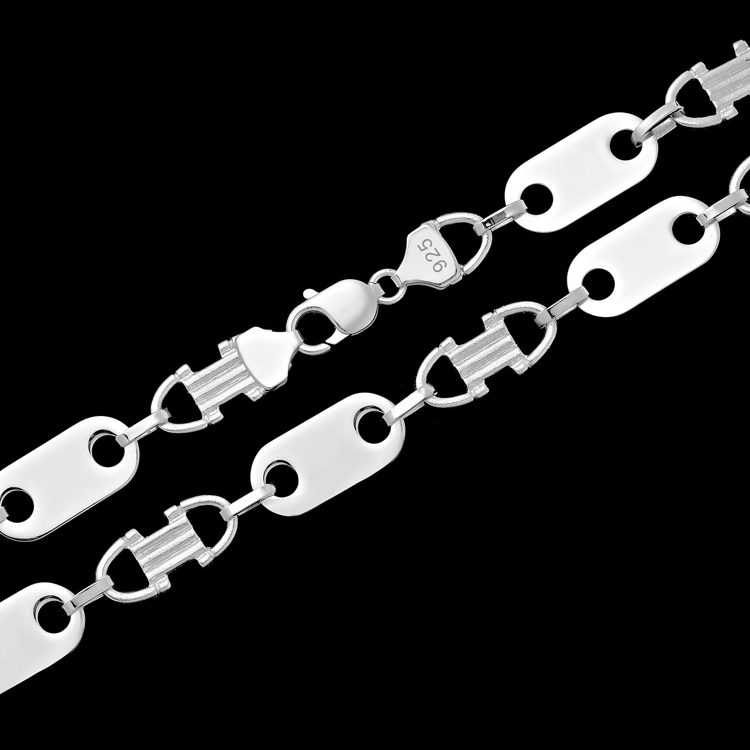 12mm Plattenkette - 925 Silber