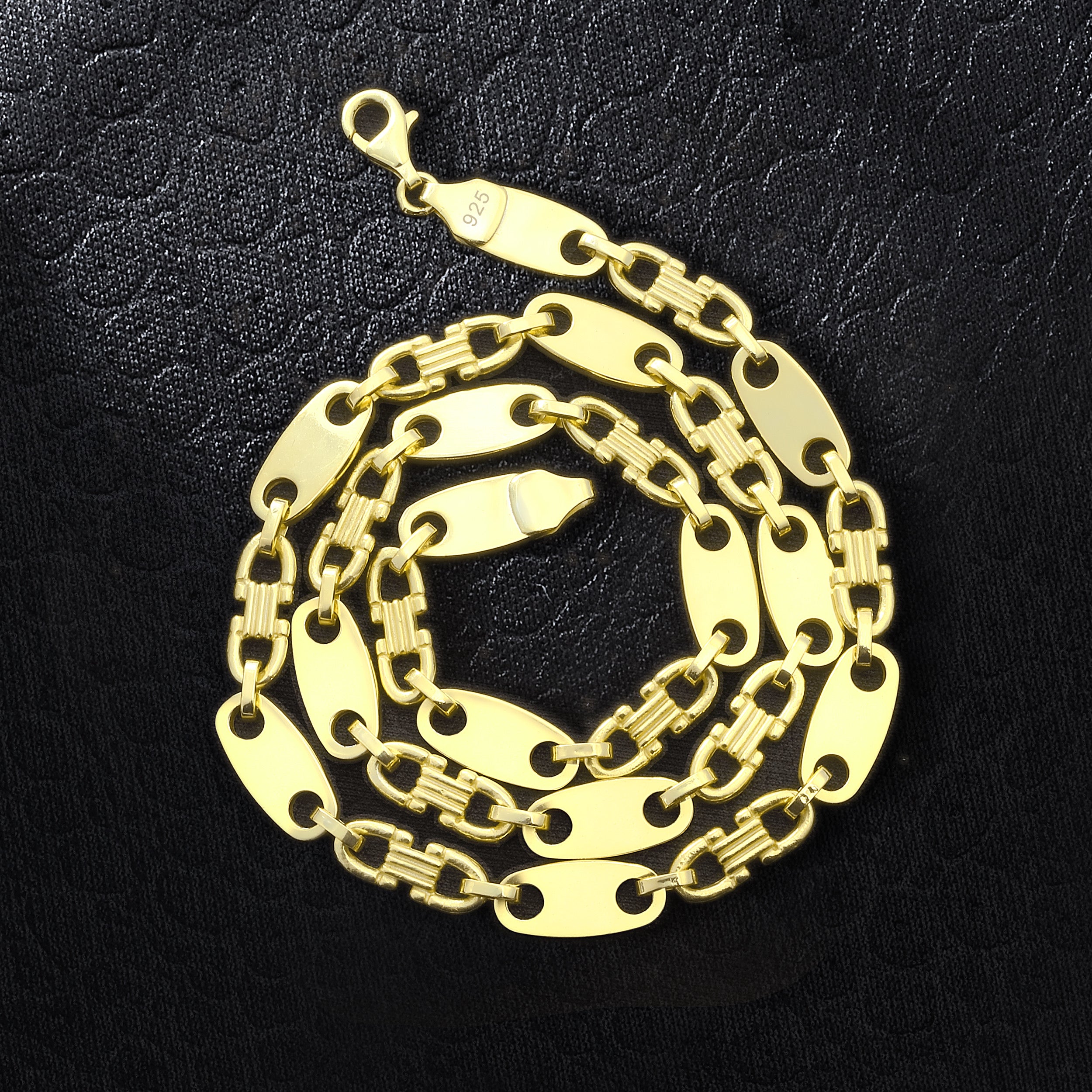 8mm Plattenkette - Silber 925 18k Gold vergoldet