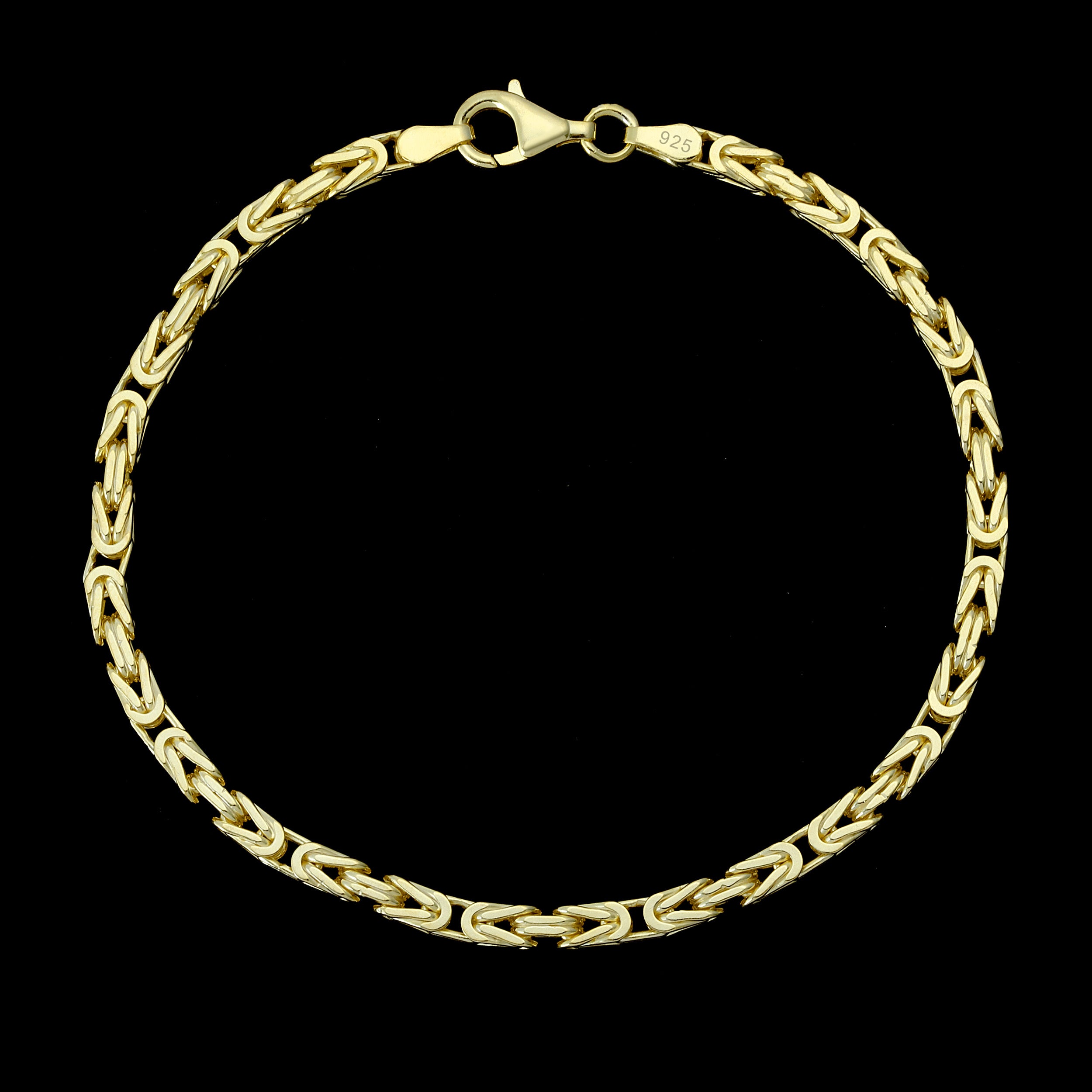 Set - Königskette + Armband 3mm - 925 Silber mit 18K Vergoldung - Kostenloses Armband