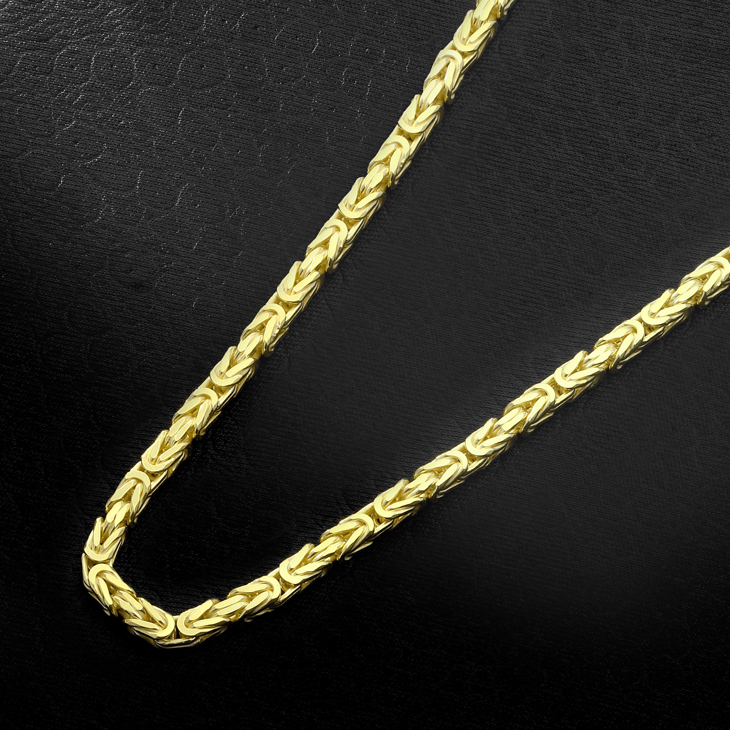 Set - Königskette + Armband 3mm - 925 Silber mit 18K Vergoldung - Kostenloses Armband