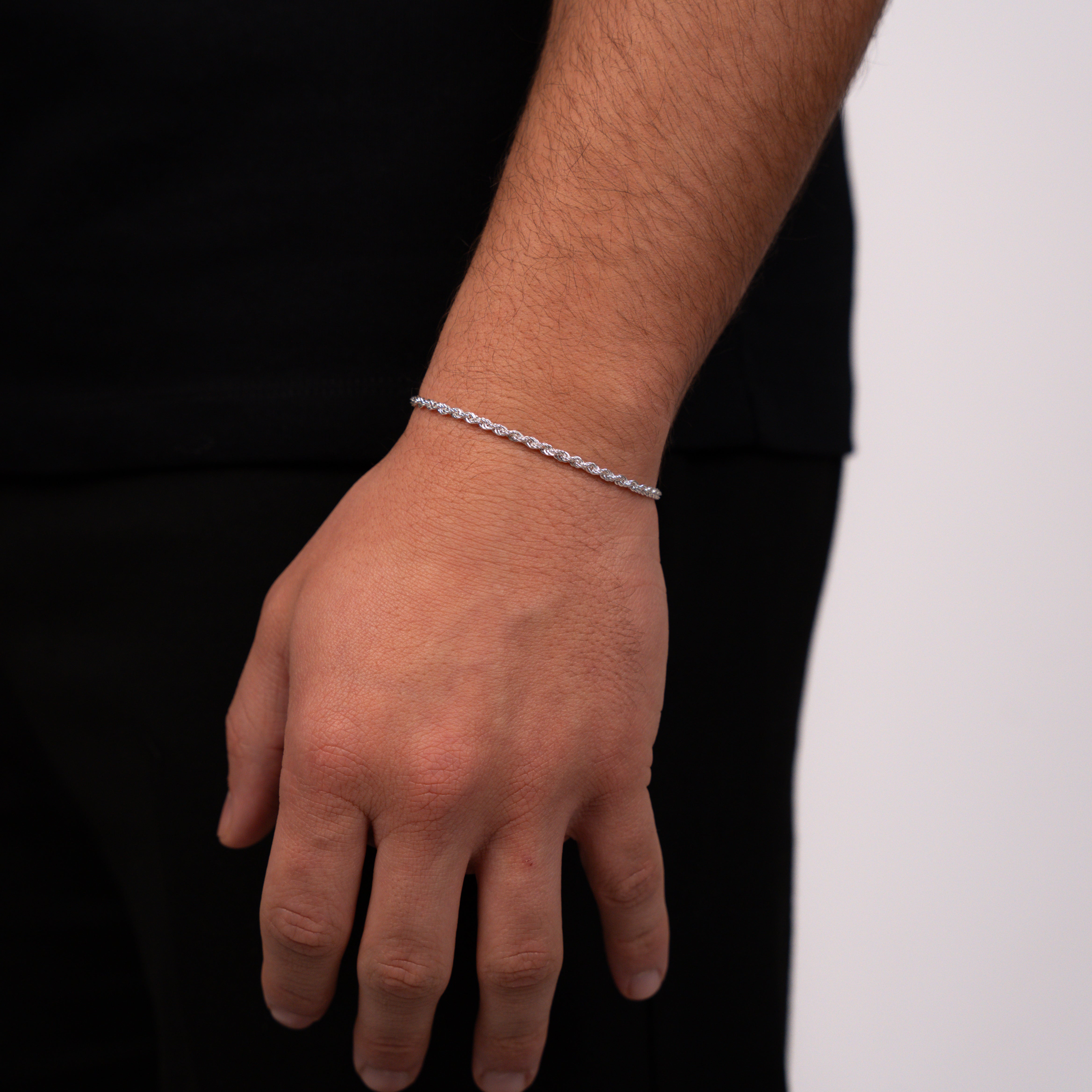 3mm Kordelkette Rope Chain Armband - Silber 925
