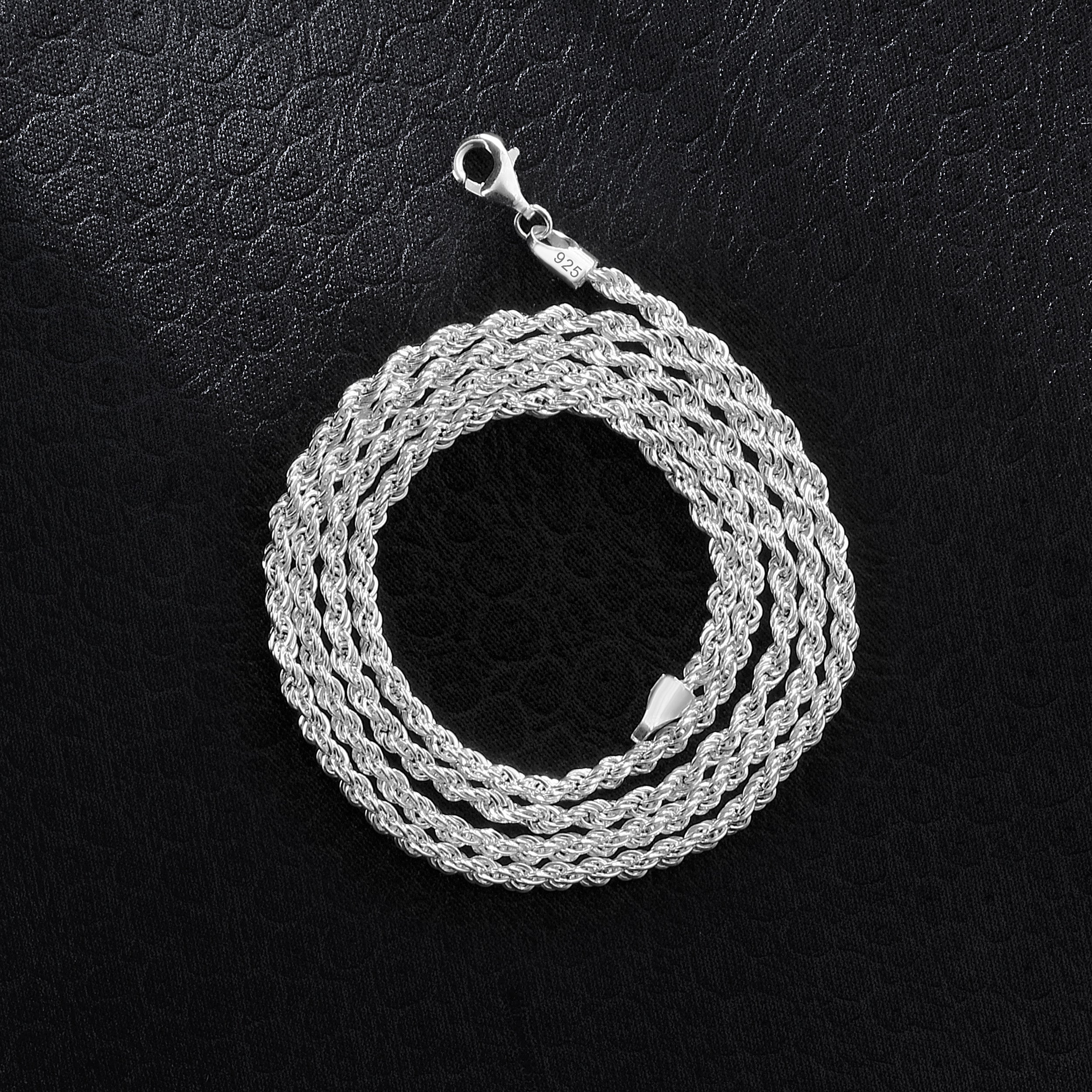 3mm Kordelkette Rope Chain - Silber 925