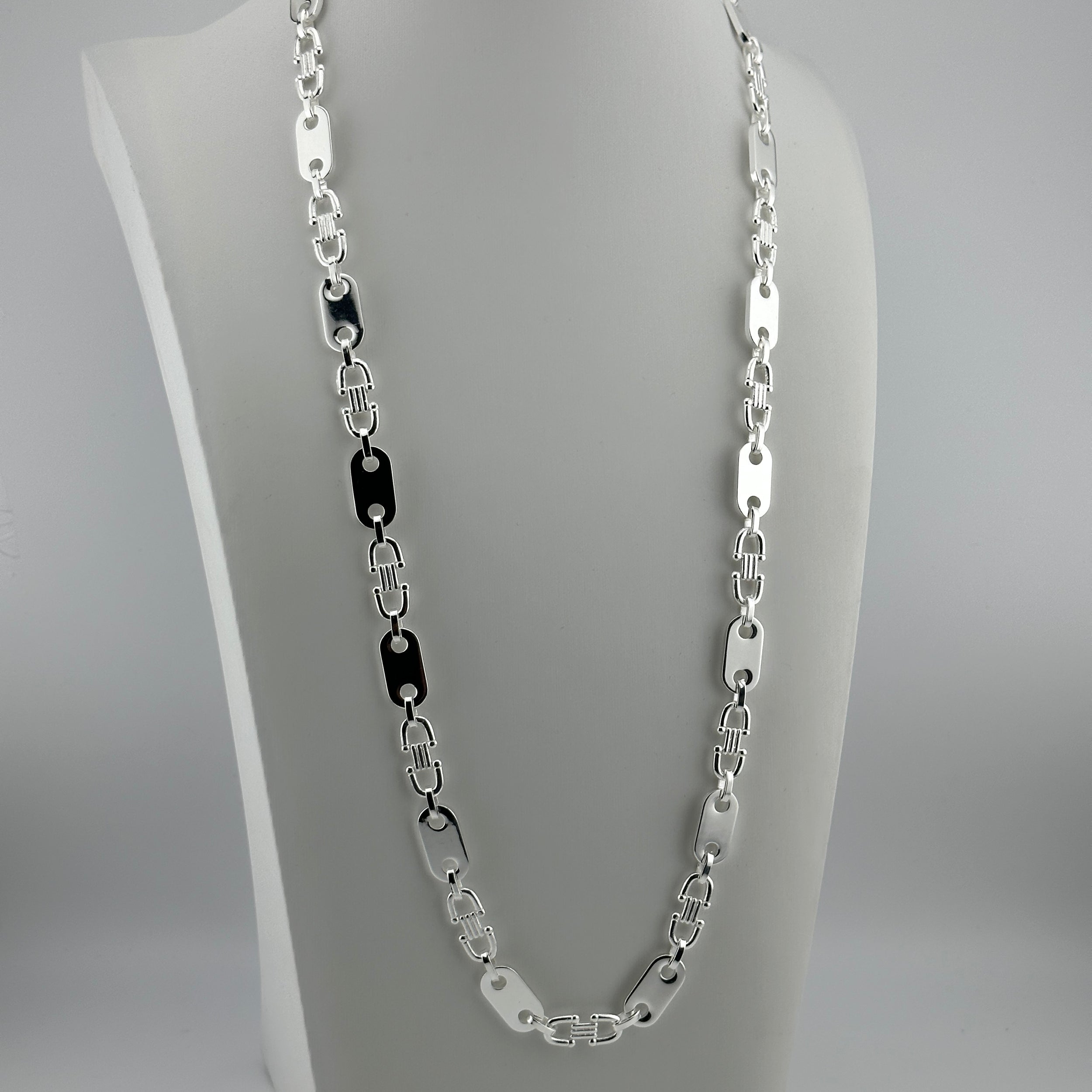 10mm Plattenkette - 925 Silber