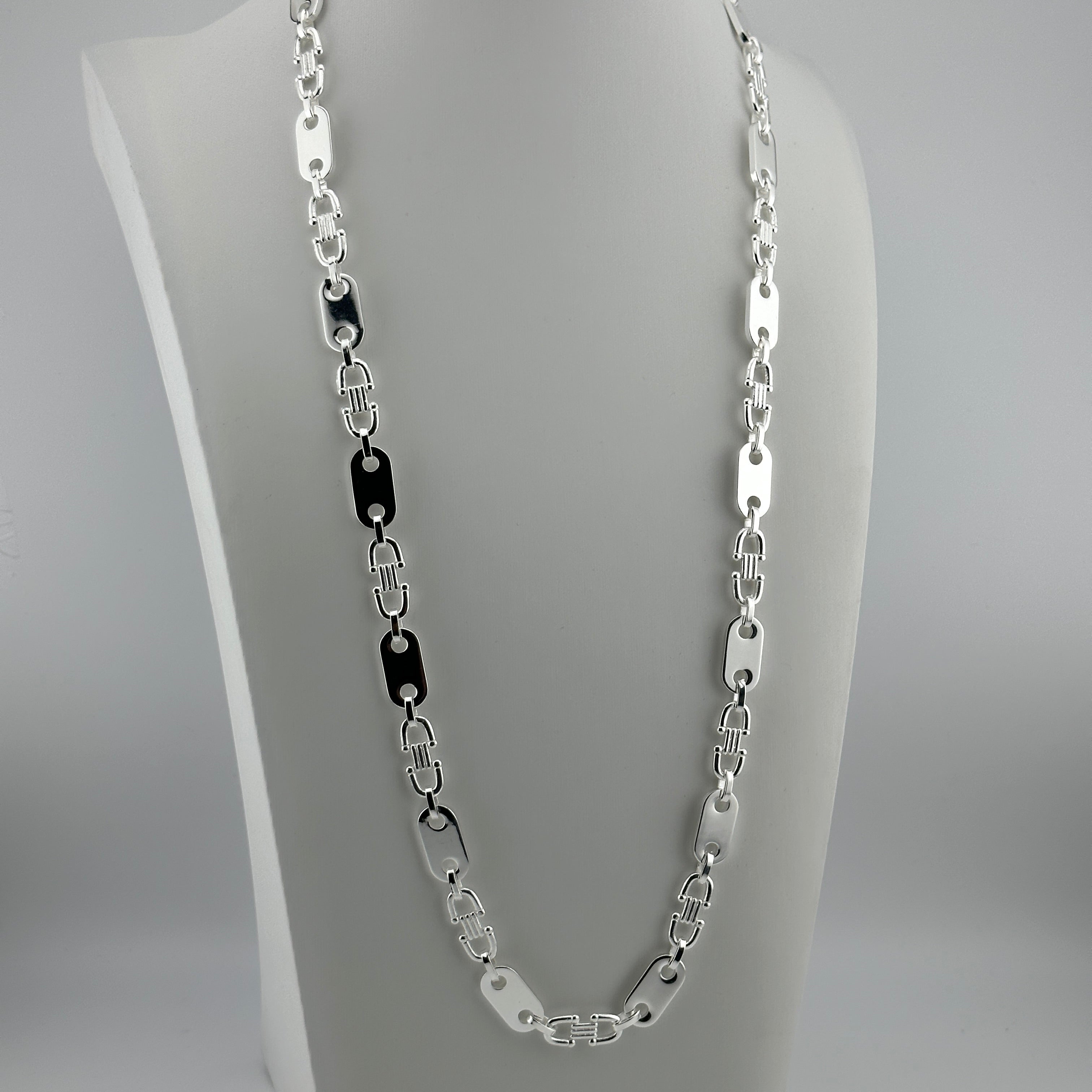 10mm Plattenkette - 925 Silber