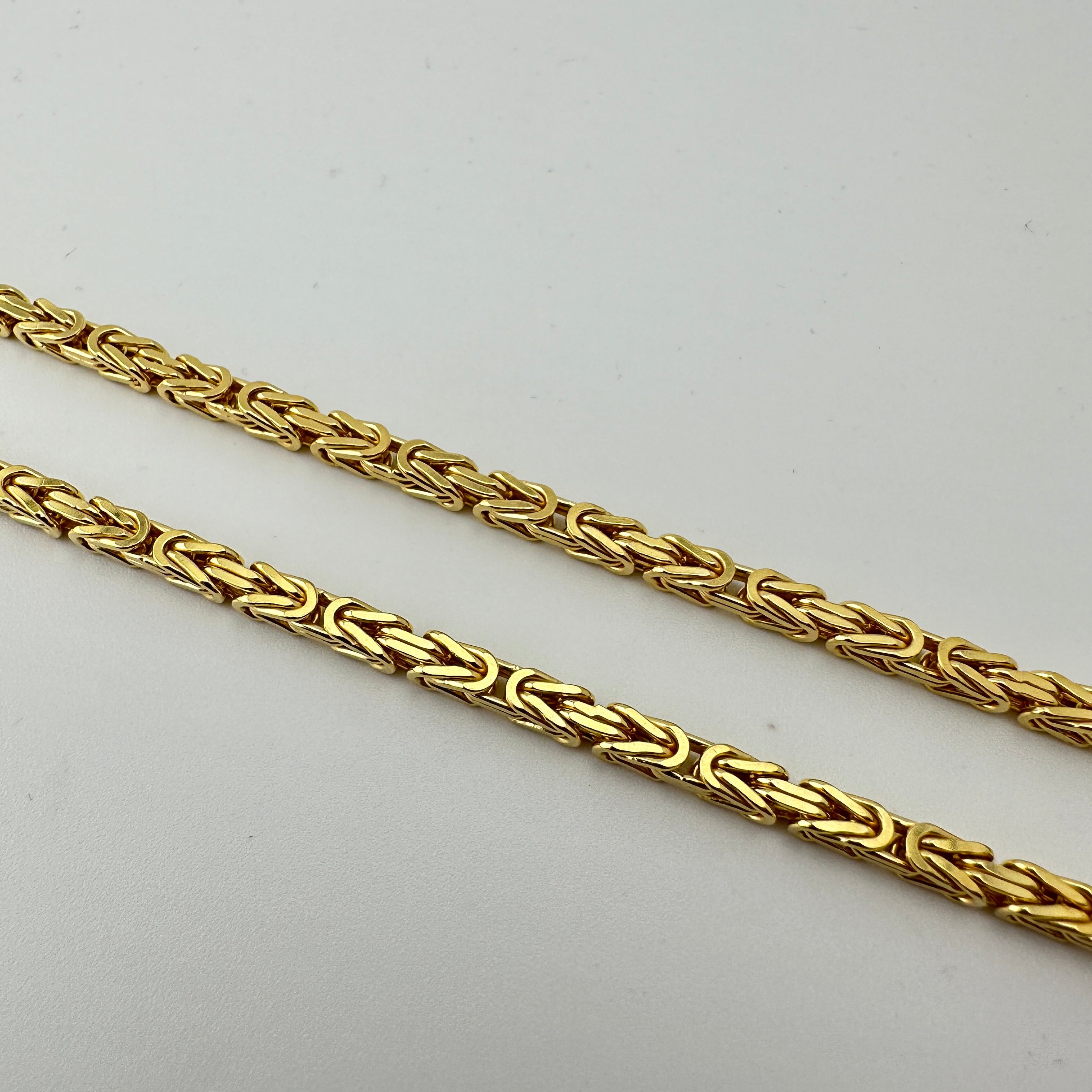 Set Königskette - 3mm breit - 925er Silber + Echtgold Vergoldung