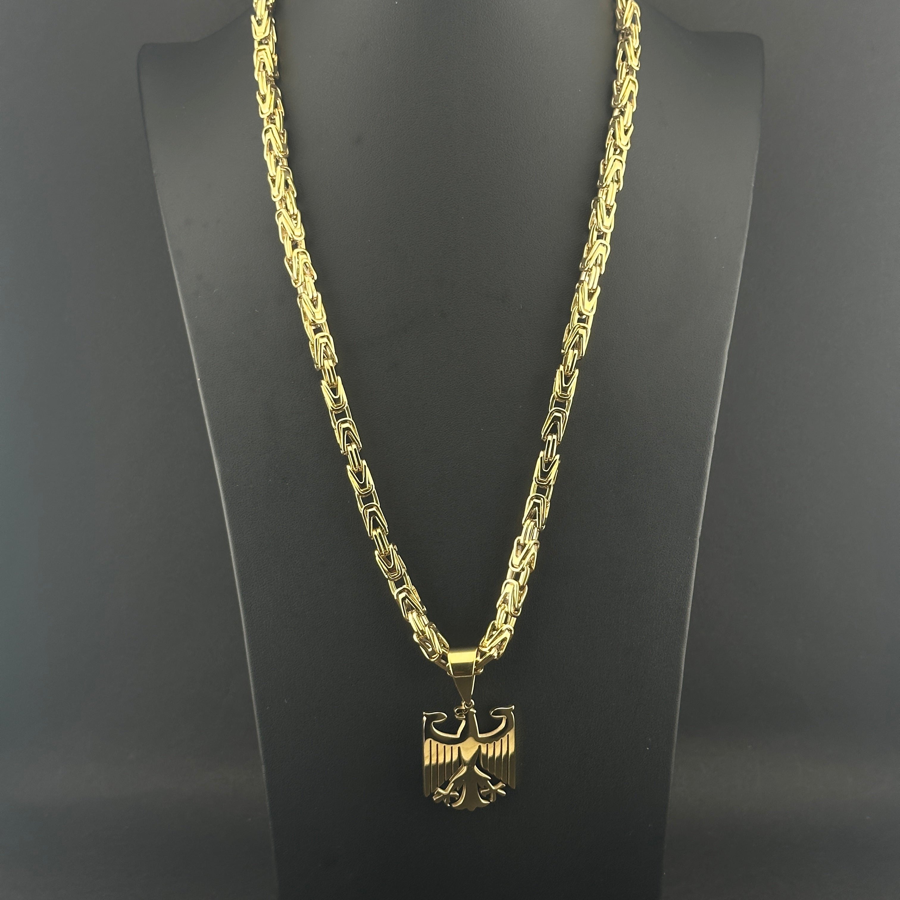 Set Adler Anhänger Königskette - 6mm - Edelstahl mit 14k Vergoldung