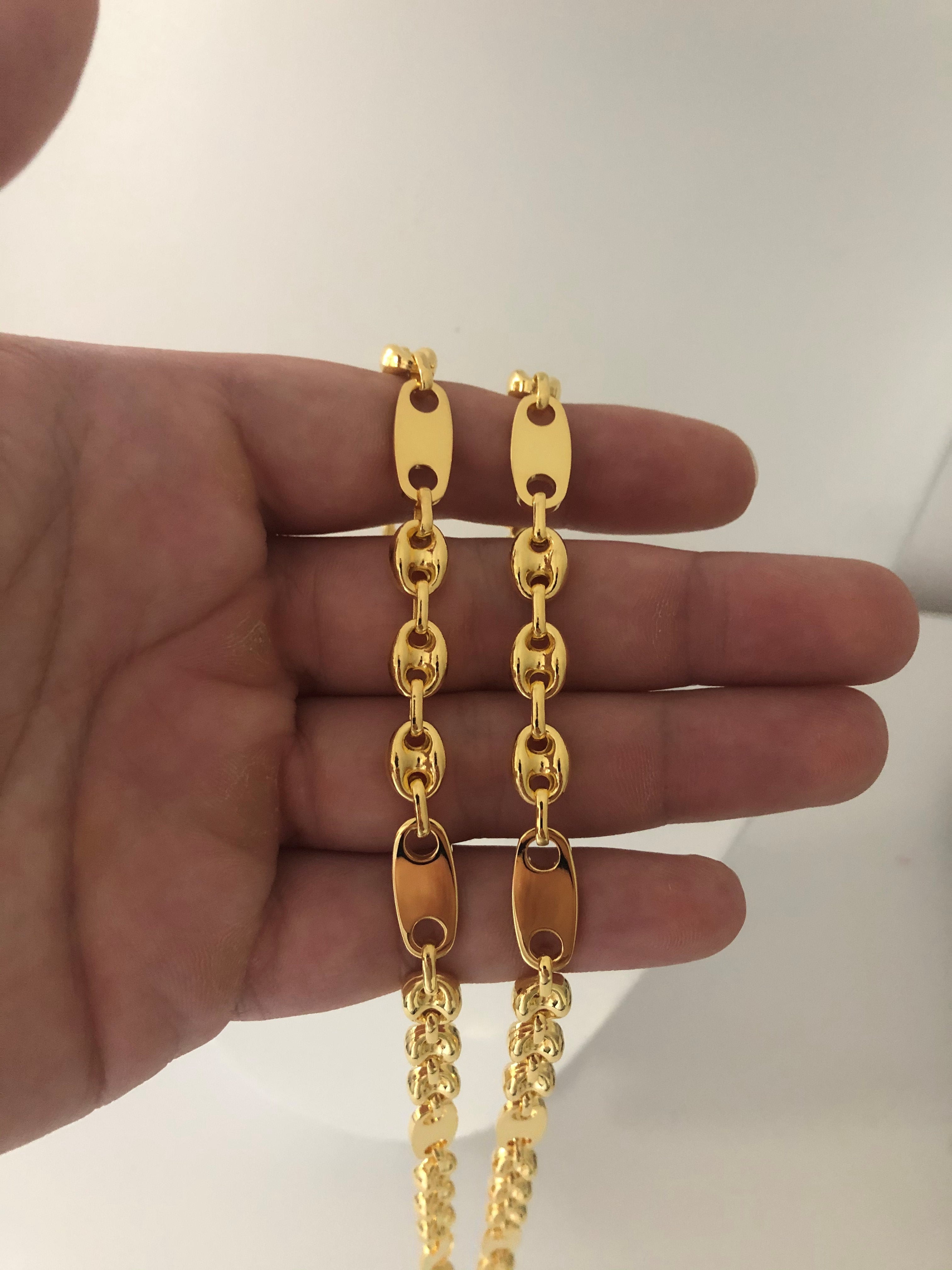 8mm Plattenbohnenkette - Silber 925 18k Gold vergoldet