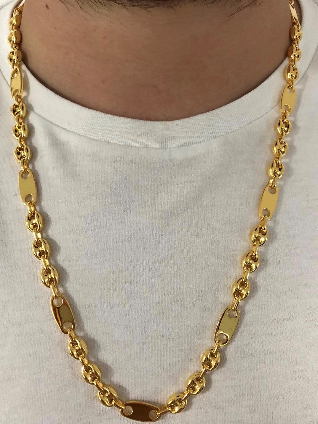 8mm Plattenbohnenkette - Silber 925 18k Gold vergoldet