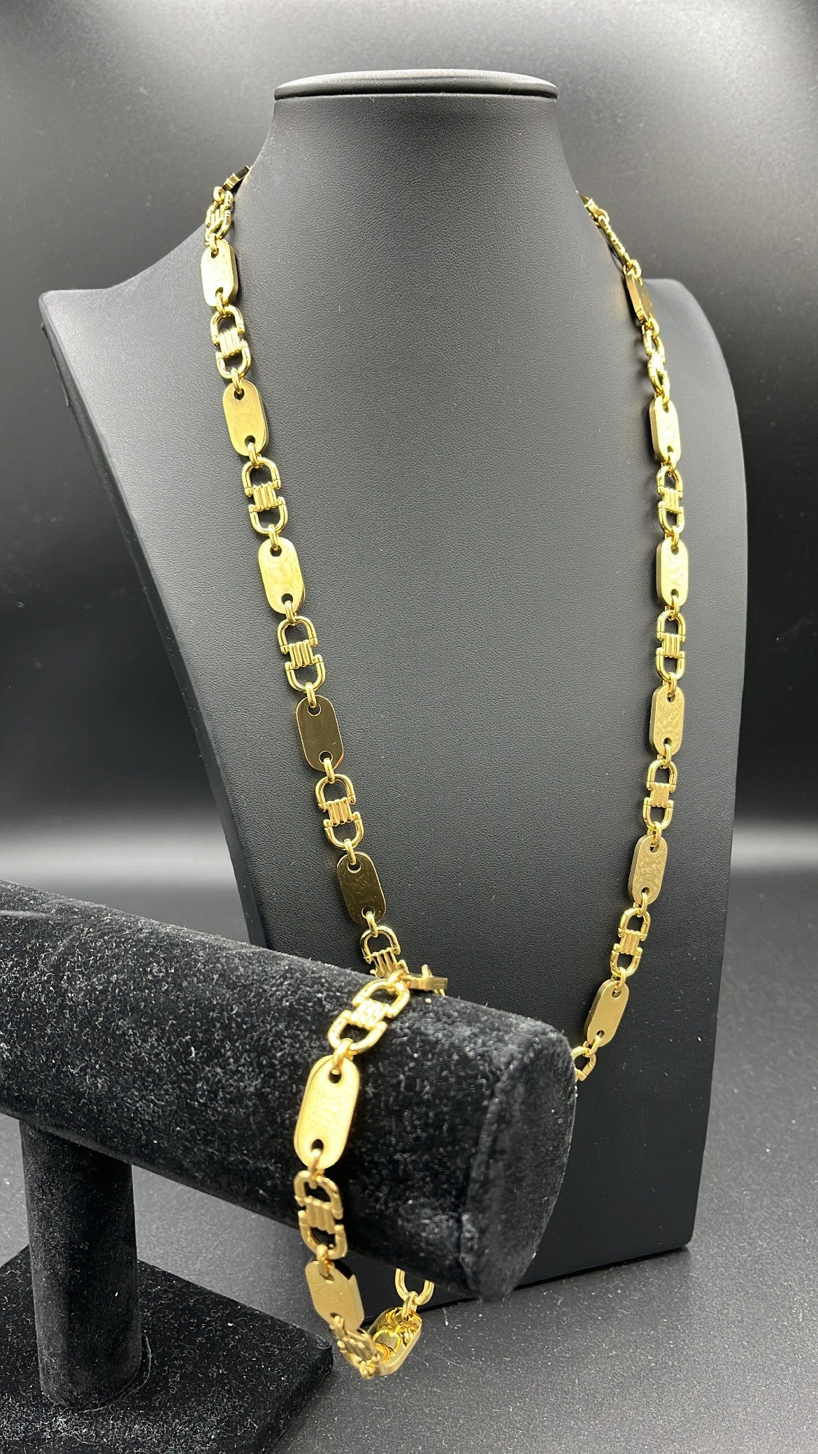 Plattenketten Set - 10mm x 60/65/70/75cm lang - Edelstahl mit 18k vergoldung