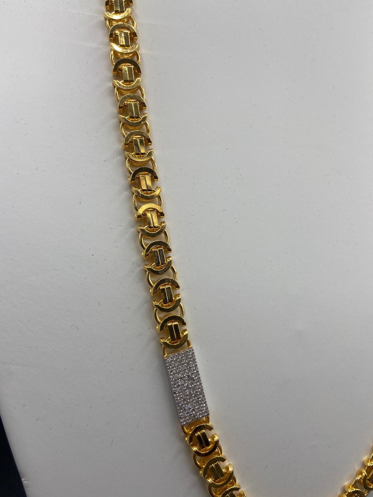 Flache Königskette ICED OUT - 8mm breit