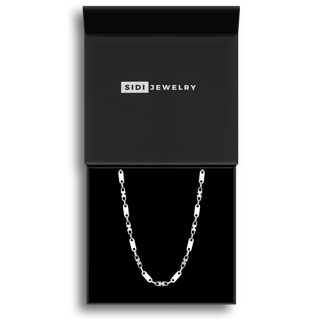 Set - Plattenkette + Armband 4mm - 925 Silber - Kostenloses Armband