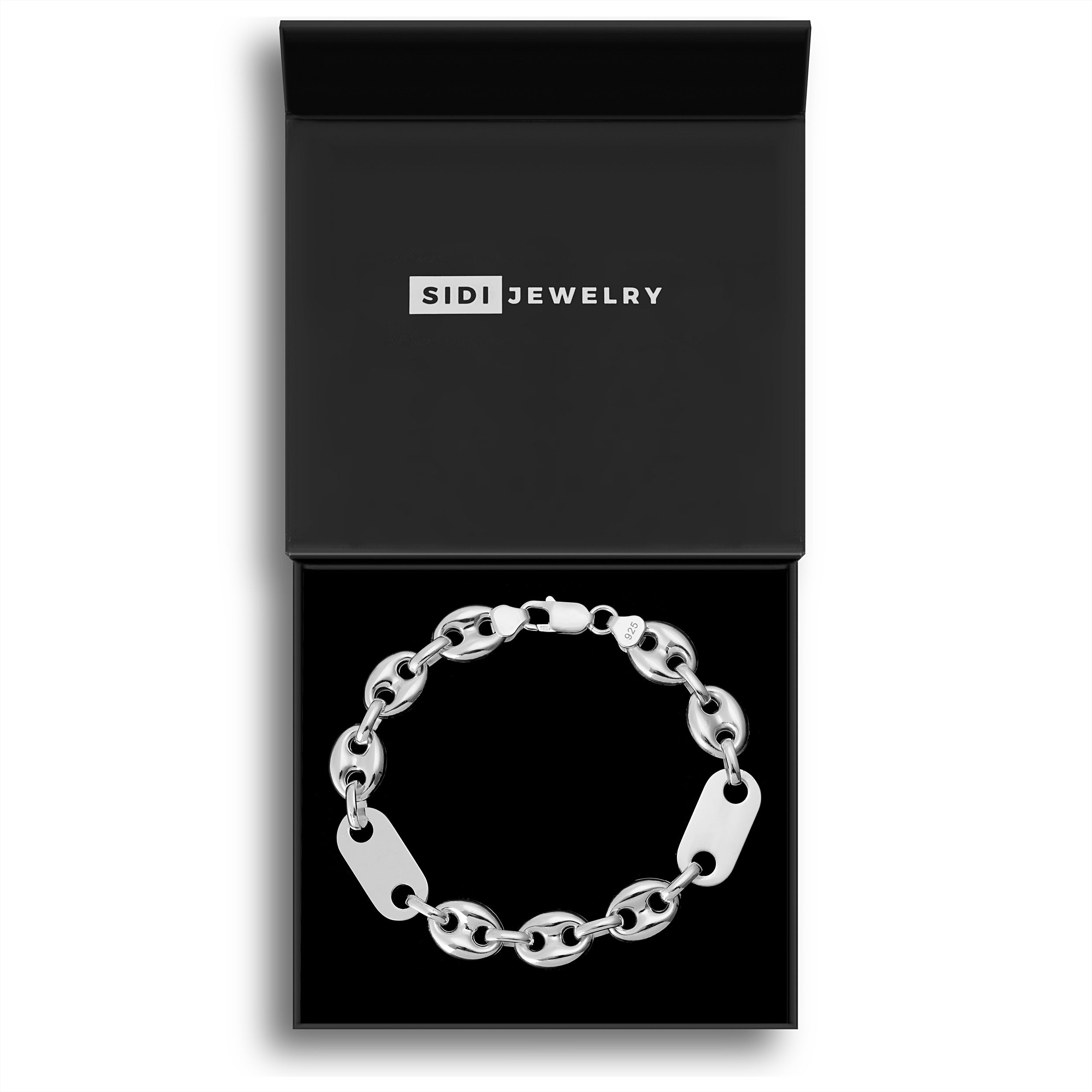 12mm Plattenbohnenkette Armband - Silber 925