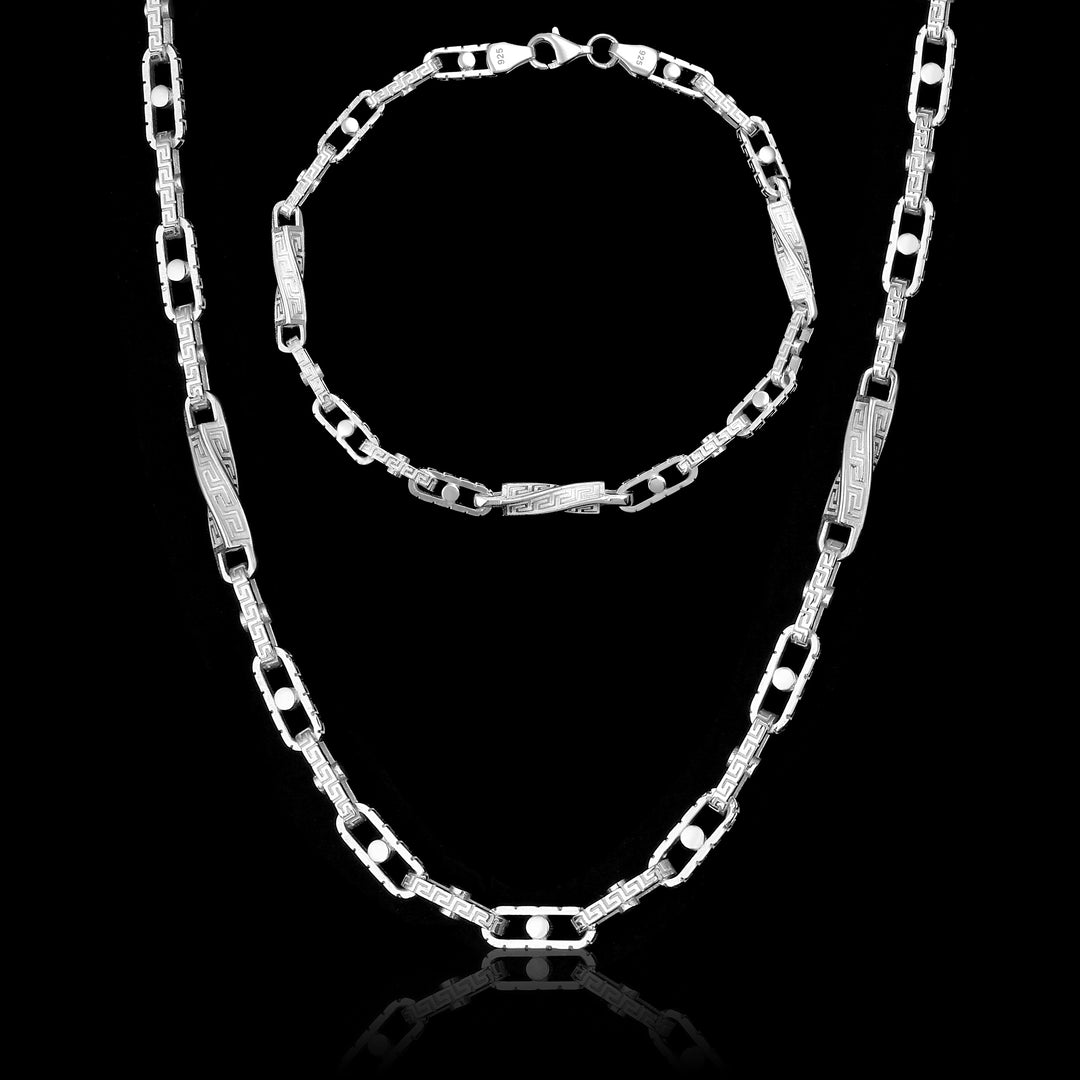 Set - Greek Monte Carlo Kette + Armband 4mm - 925 Silber - Kostenloses Armband