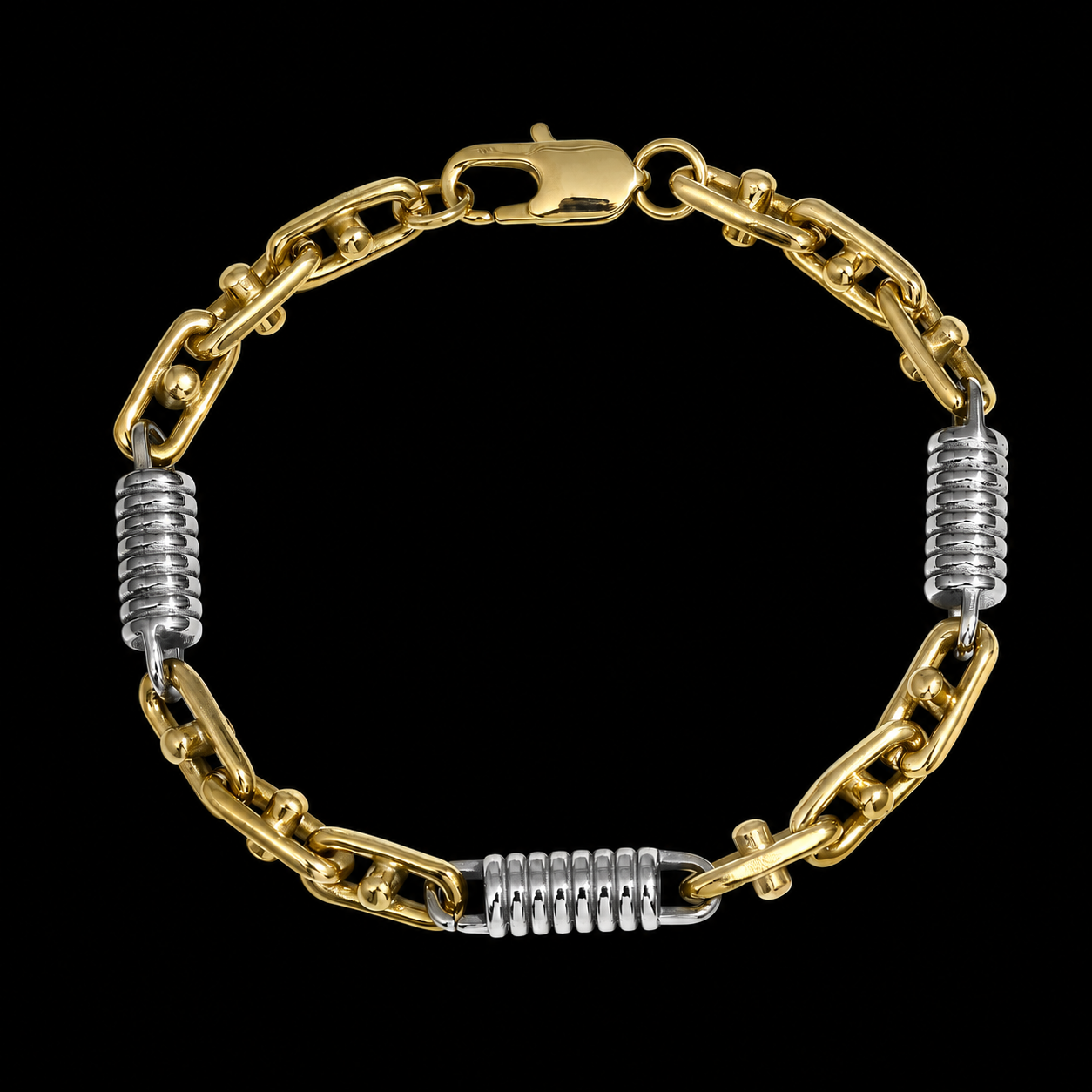 Set - 6mm Monte Carlo Kette + Armband - Edelstahl mit Vergoldung