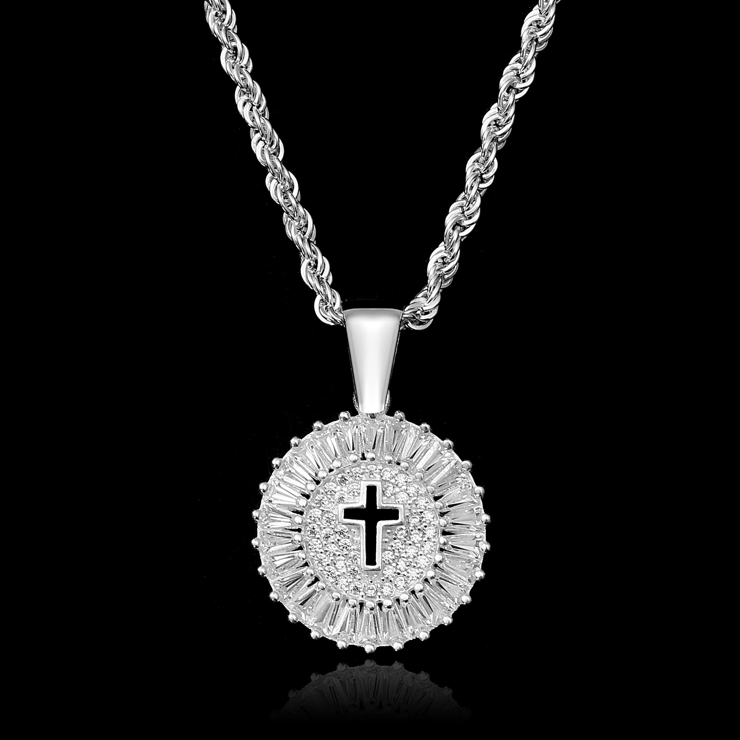 Set Kreuz Anhänger 3mm Kordelkette Rope Chain - Silber 925