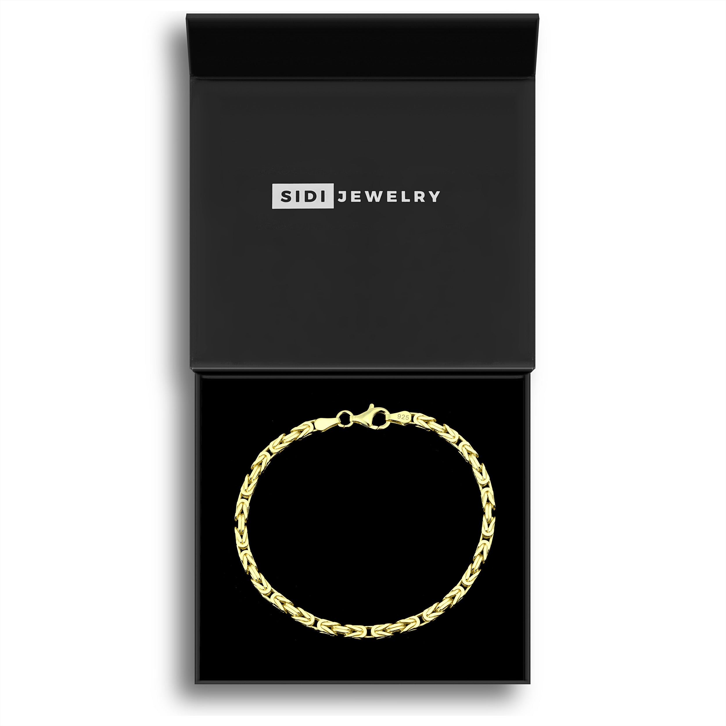 Set - Königskette + Armband 3mm - 925 Silber mit 18K Vergoldung - Kostenloses Armband