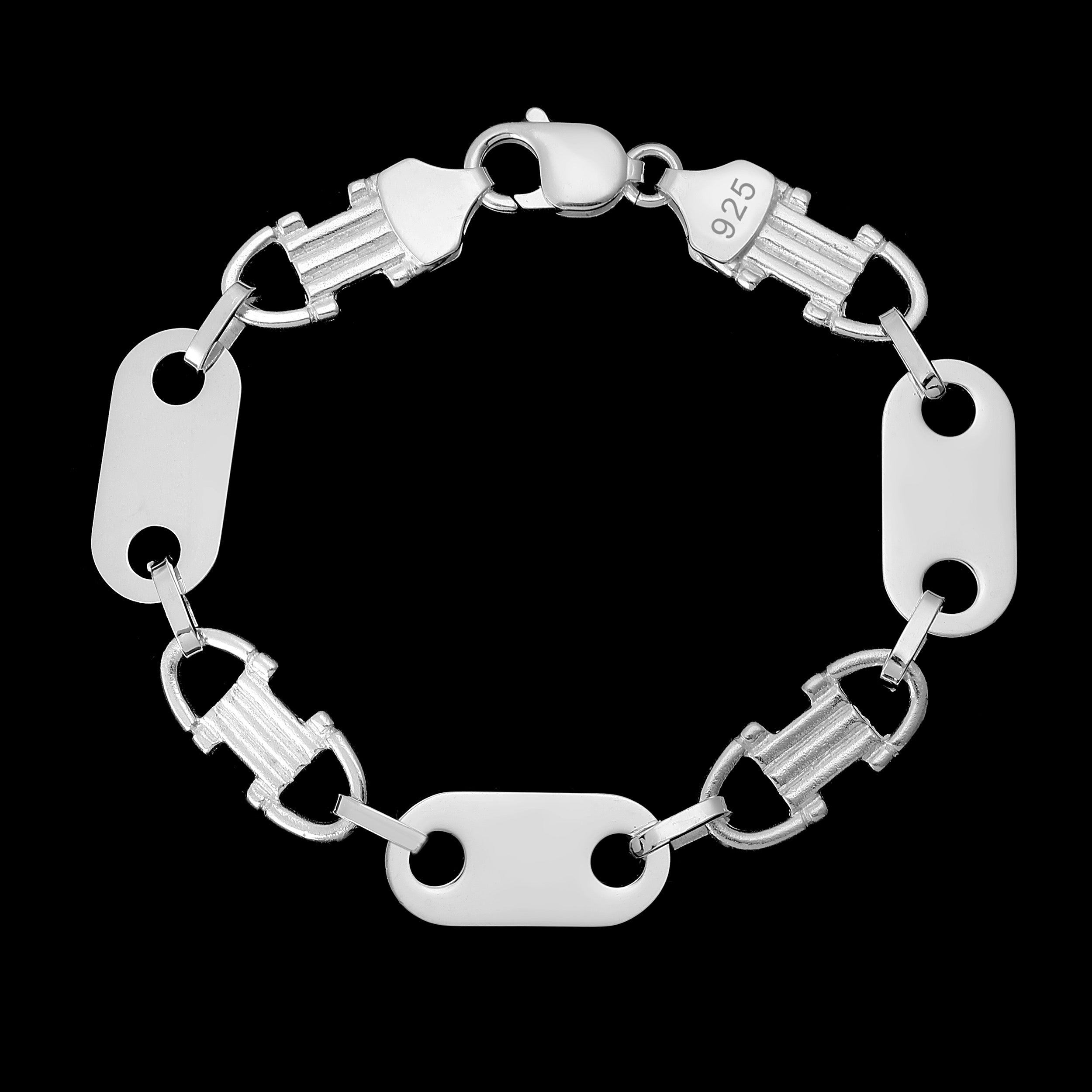 12mm Plattenkette Armband - Silber 925