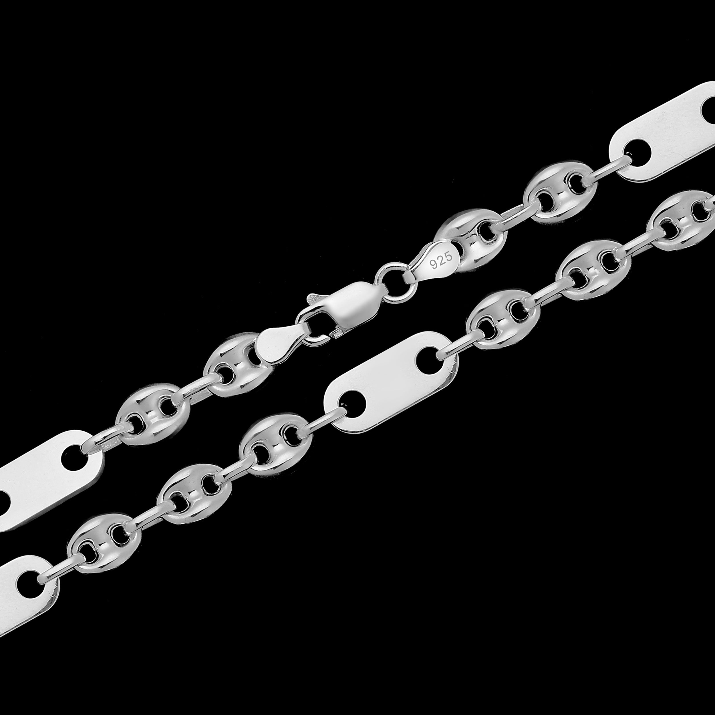 8mm Plattenbohnenkette - Silber 925
