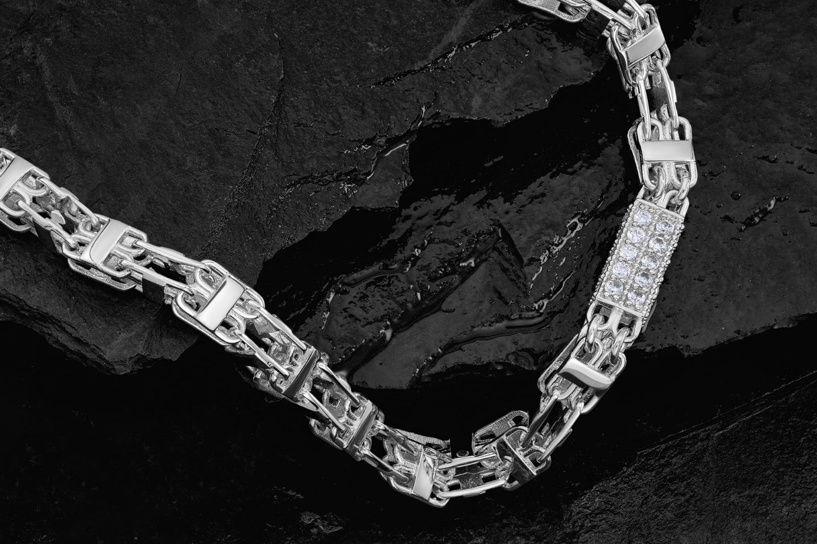 6mm Set Käfigkette Iced Out x Ring - Silber 925