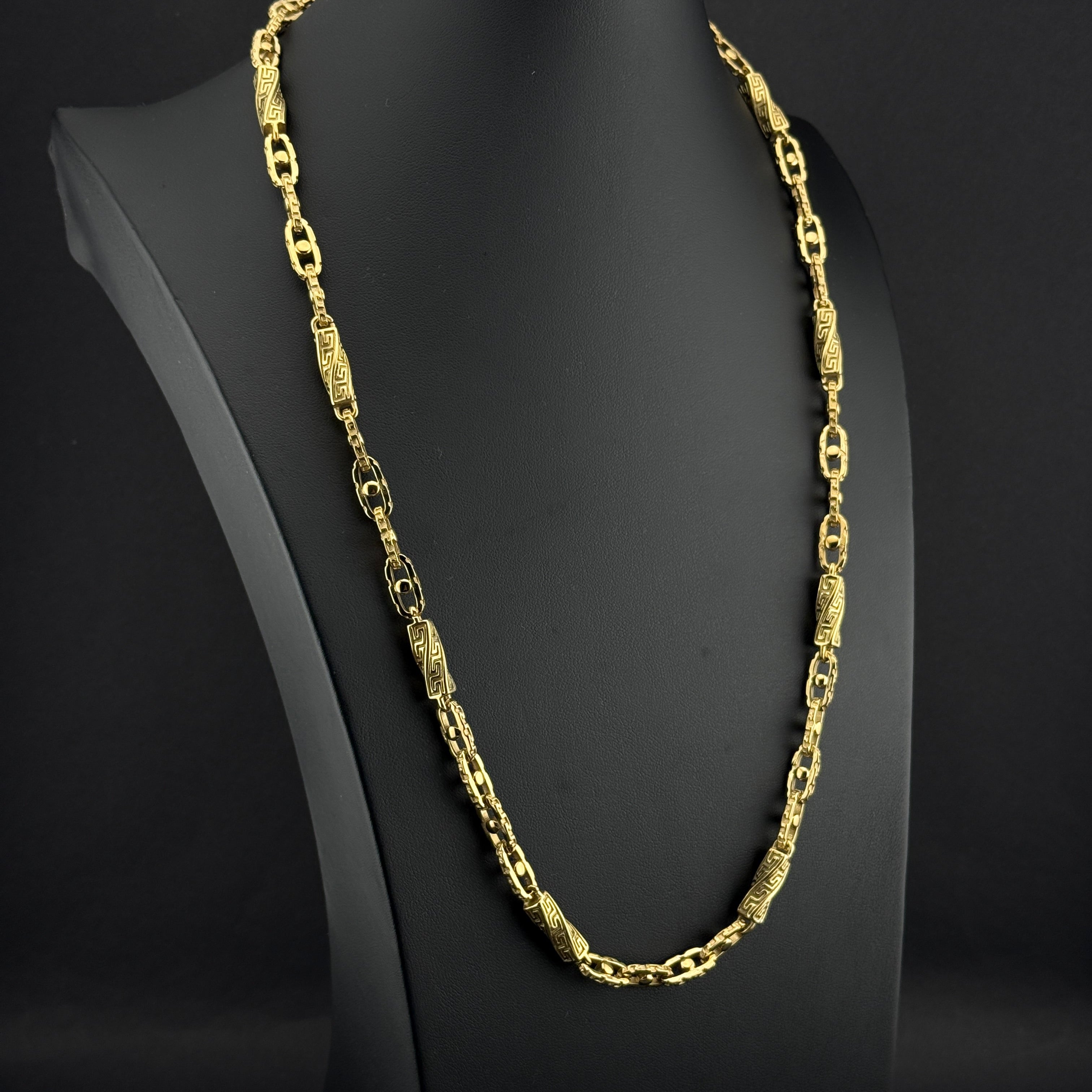 Set - 6mm Greek Monte Carlo Kette + Armband - Edelstahl mit Vergoldung