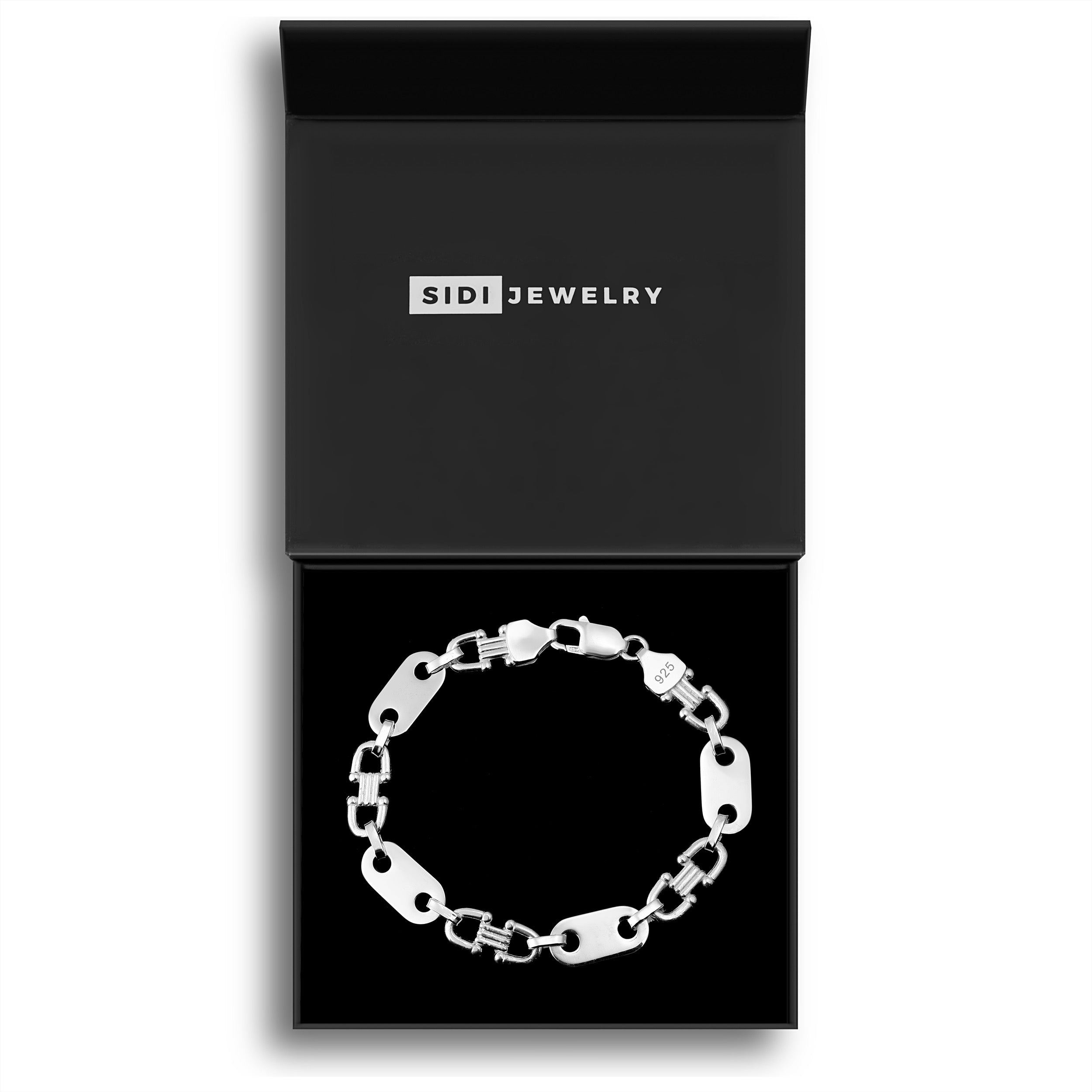 10mm Plattenkette Armband - Silber 925