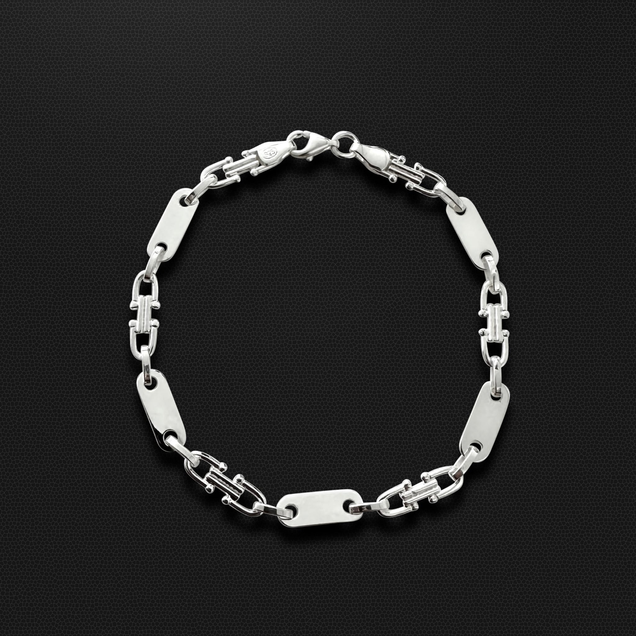 Plate Chain Silver with bracelet / Platten Kette Silber mit