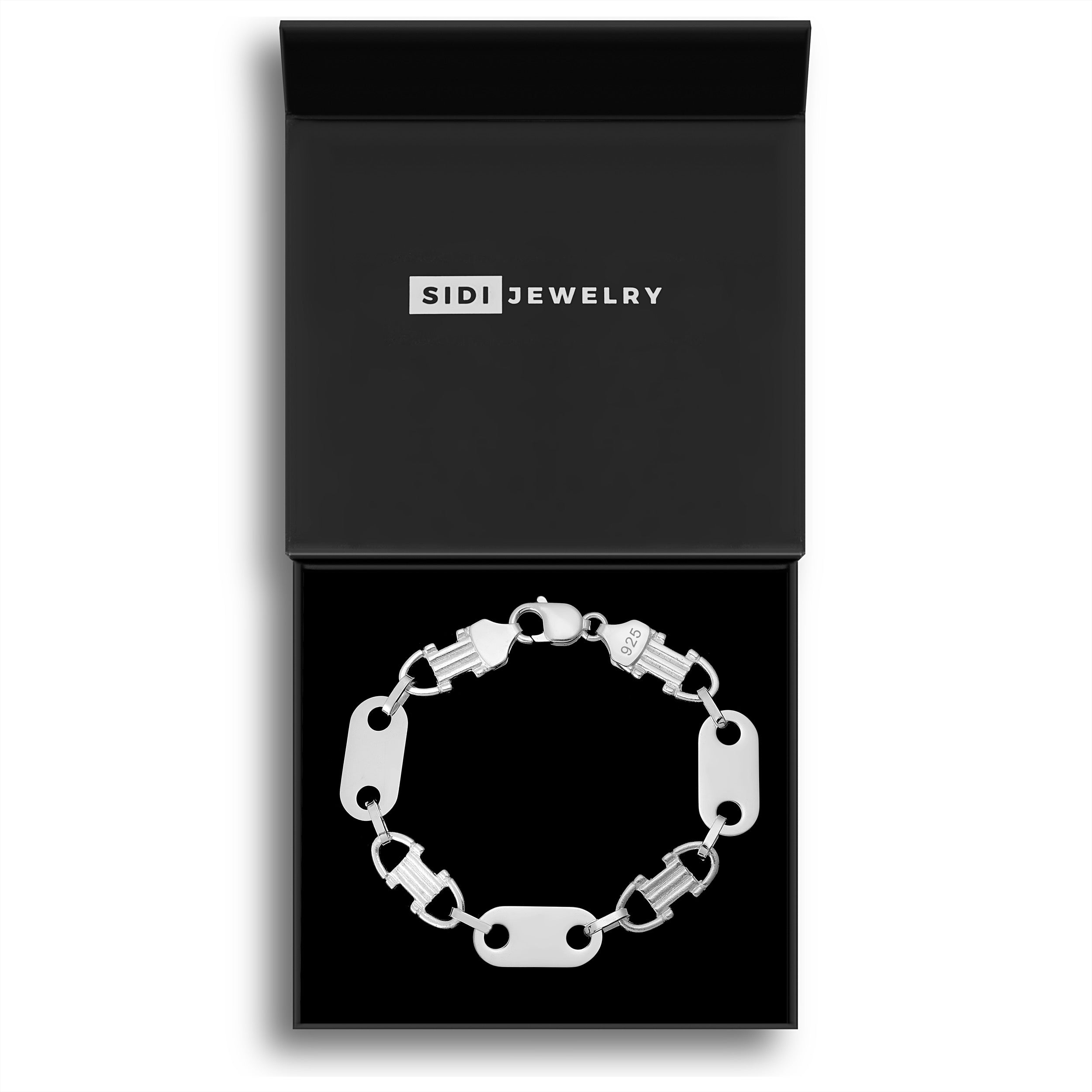 12mm Plattenkette Armband - Silber 925