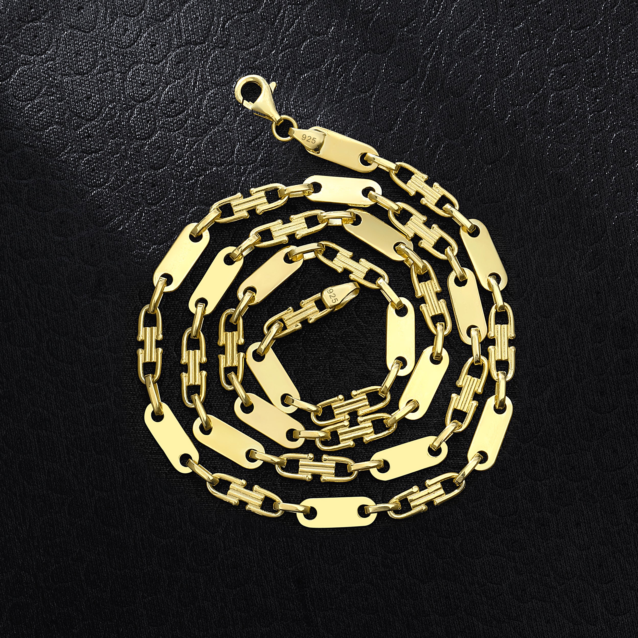 4mm Plattenkette - Silber 925 18k Gold vergoldet