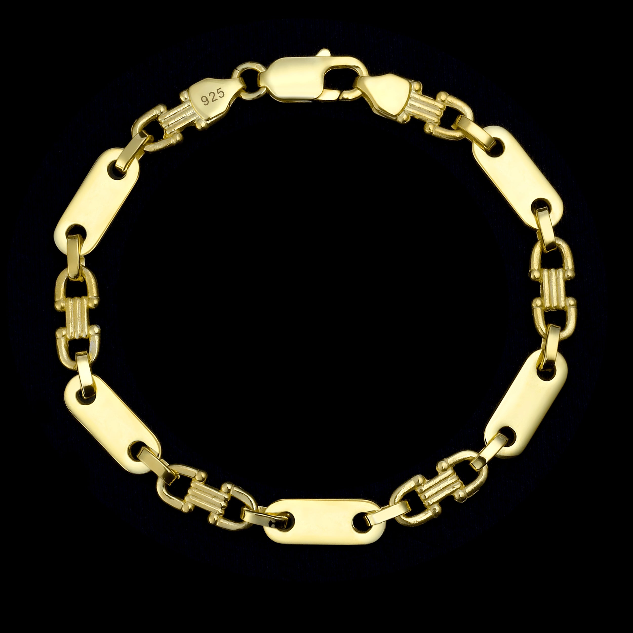 6mm Plattenkette Armband - Silber 925 18k Gold vergoldet