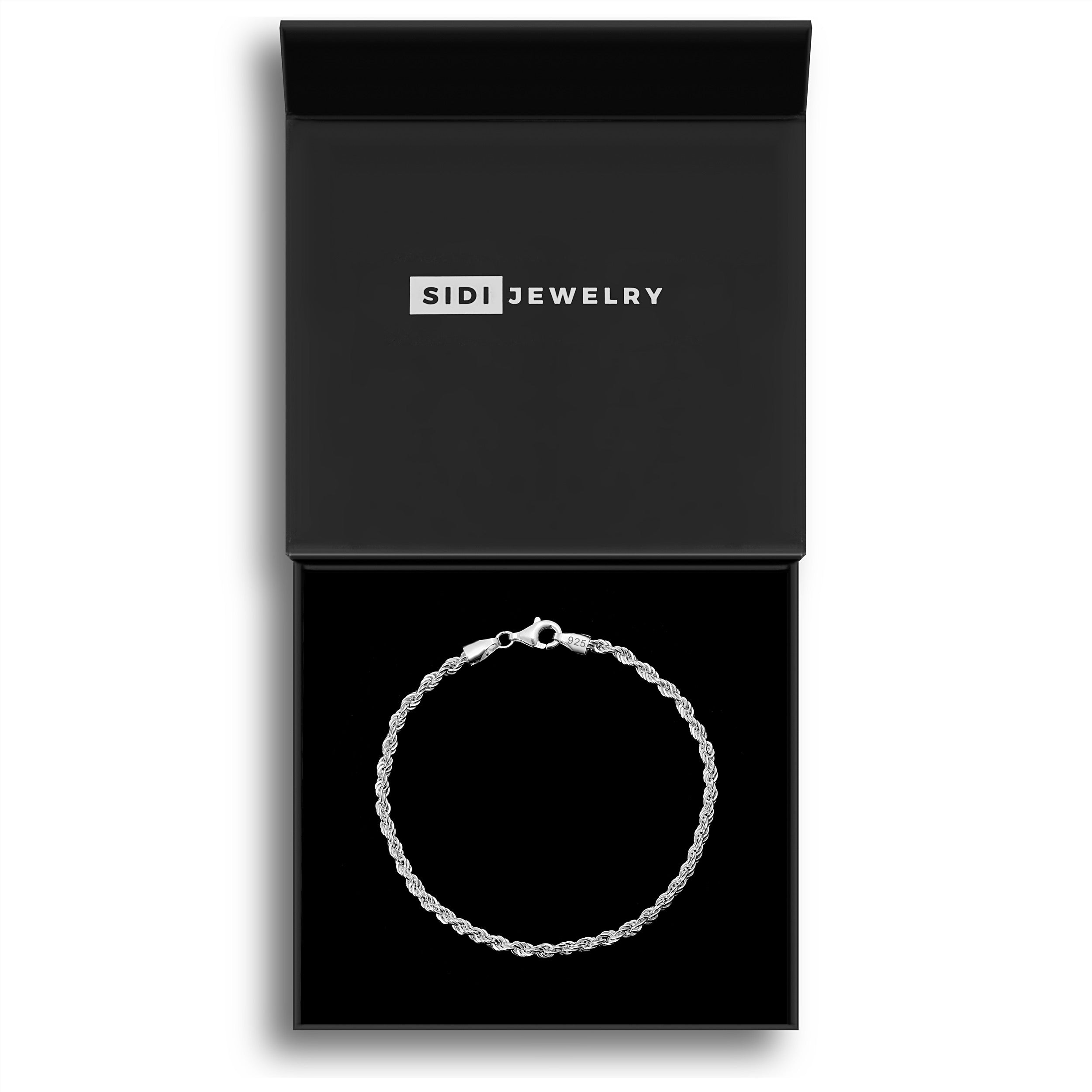 3mm Kordelkette Rope Chain Armband - Silber 925