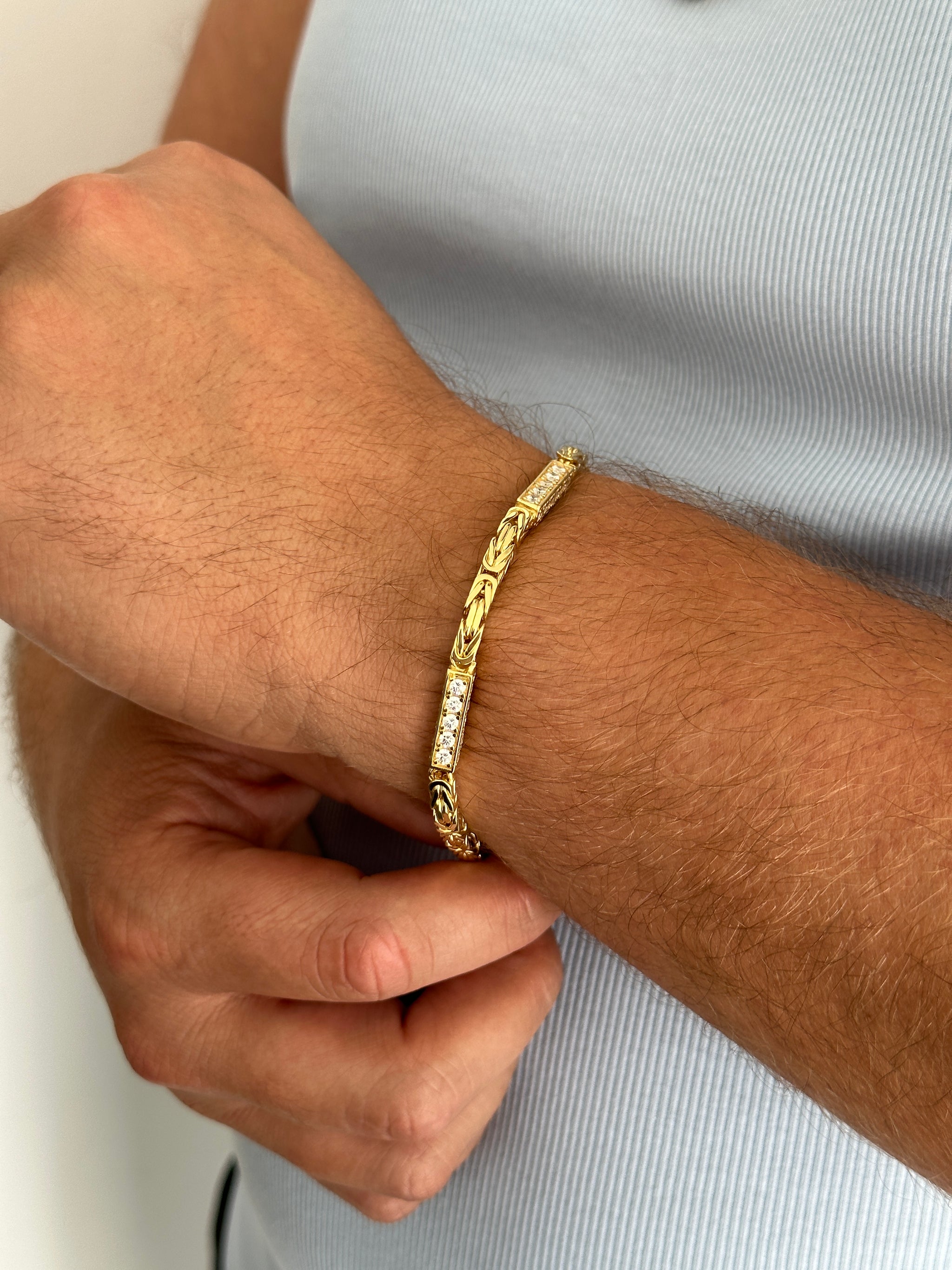 4mm Iced Out Königskette Armband Silber 925 18k Gold vergoldet
