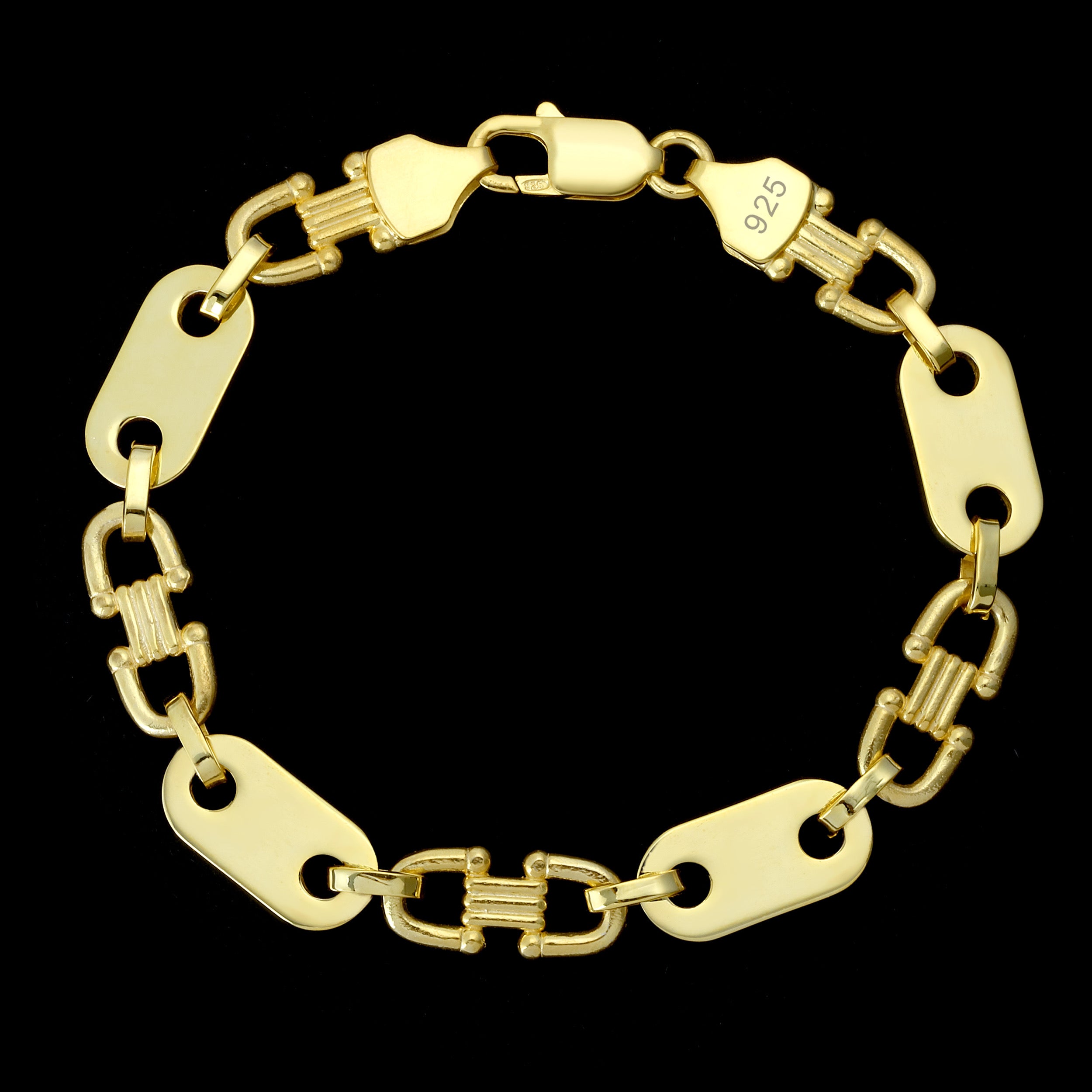 10mm Plattenkette Armband - Silber 925 18k Gold vergoldet