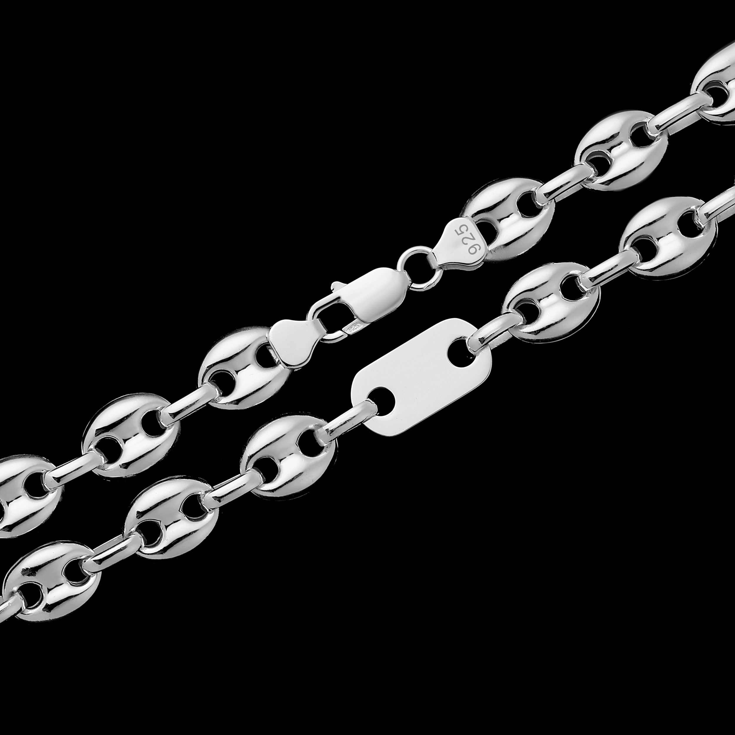 10mm Plattenbohnenkette - Silber 925