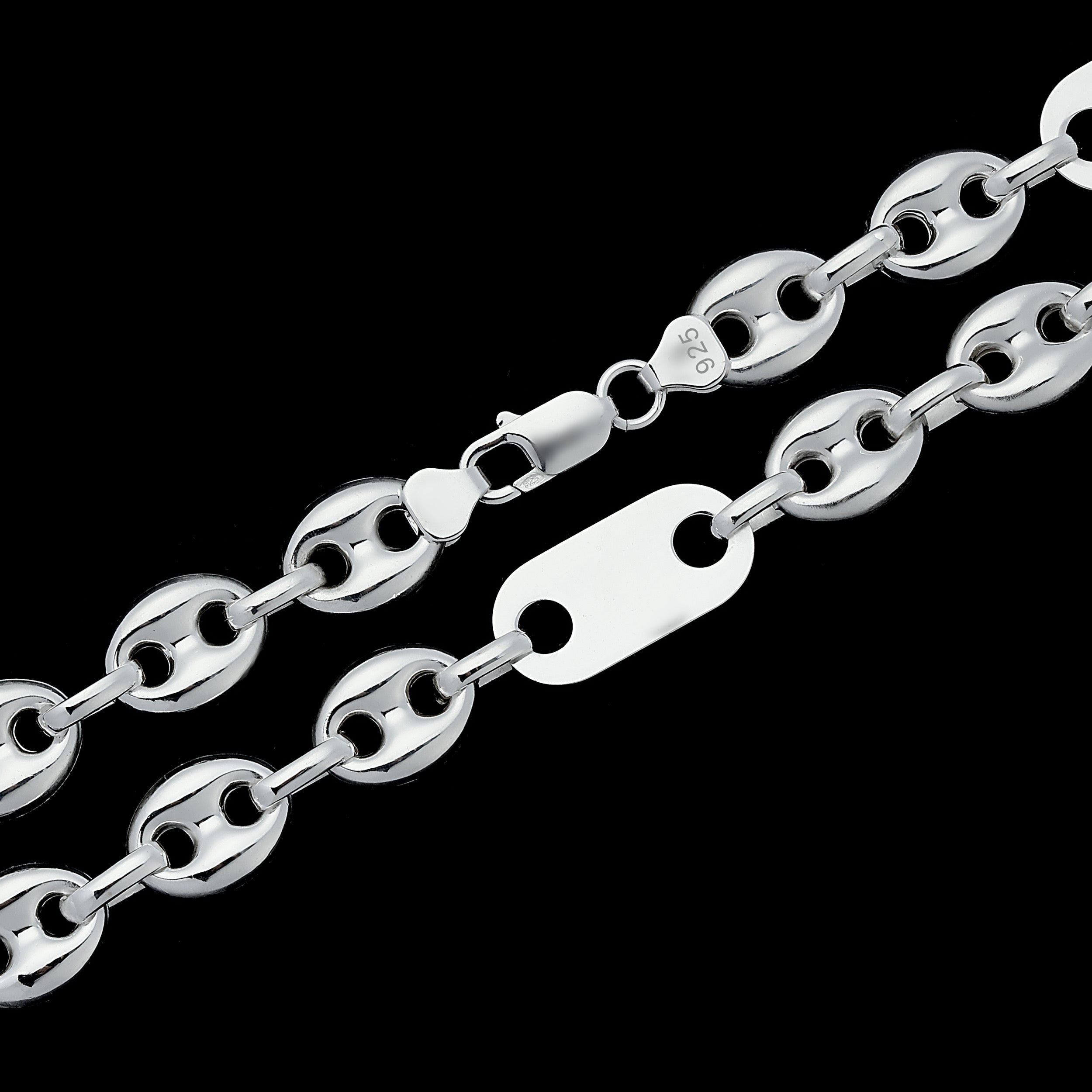 12mm Plattenbohnenkette - Silber 925