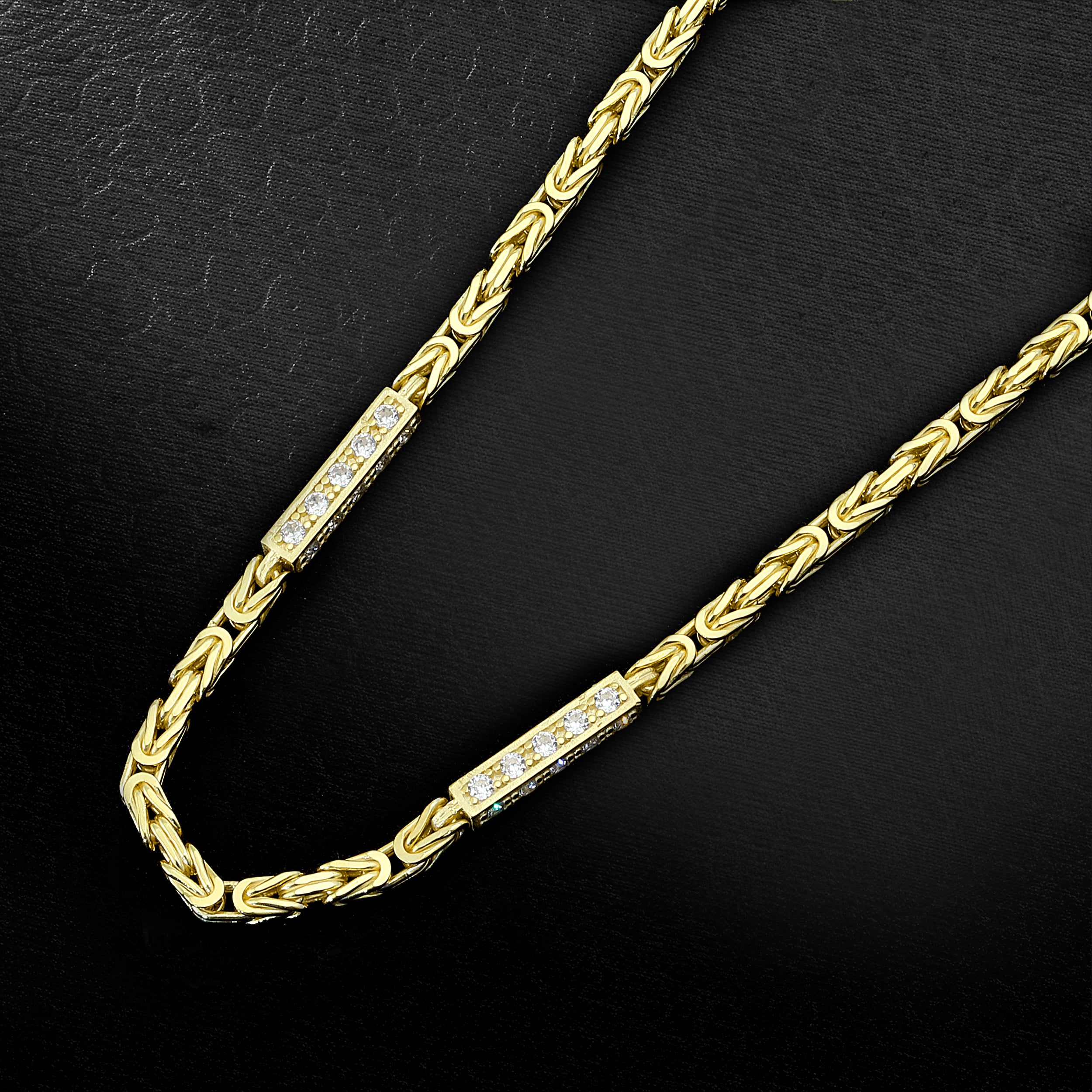 3mm Iced Out Königskette - 925 Silber 18k Gold vergoldet