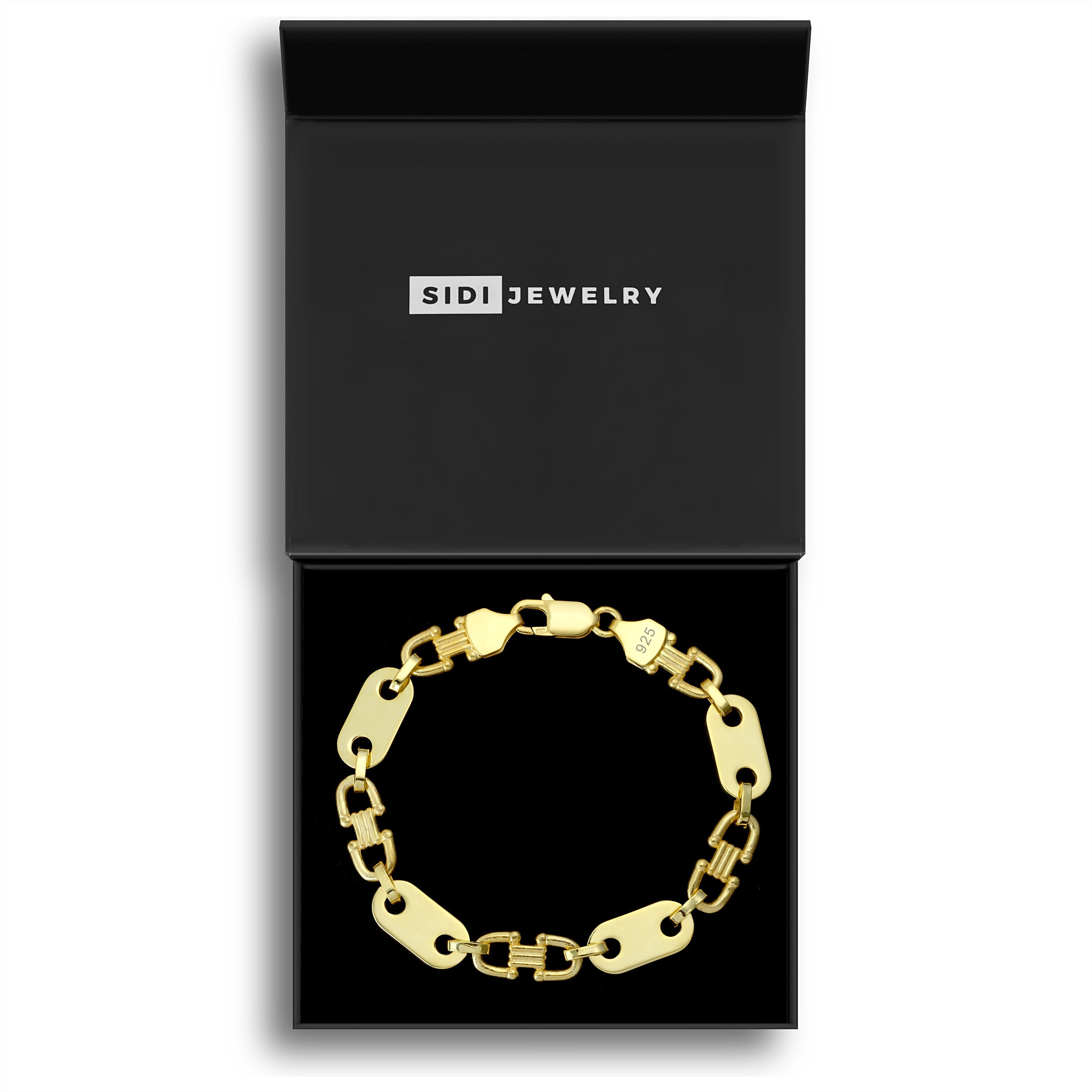 10mm Plattenkette Armband - Silber 925 18k Gold vergoldet