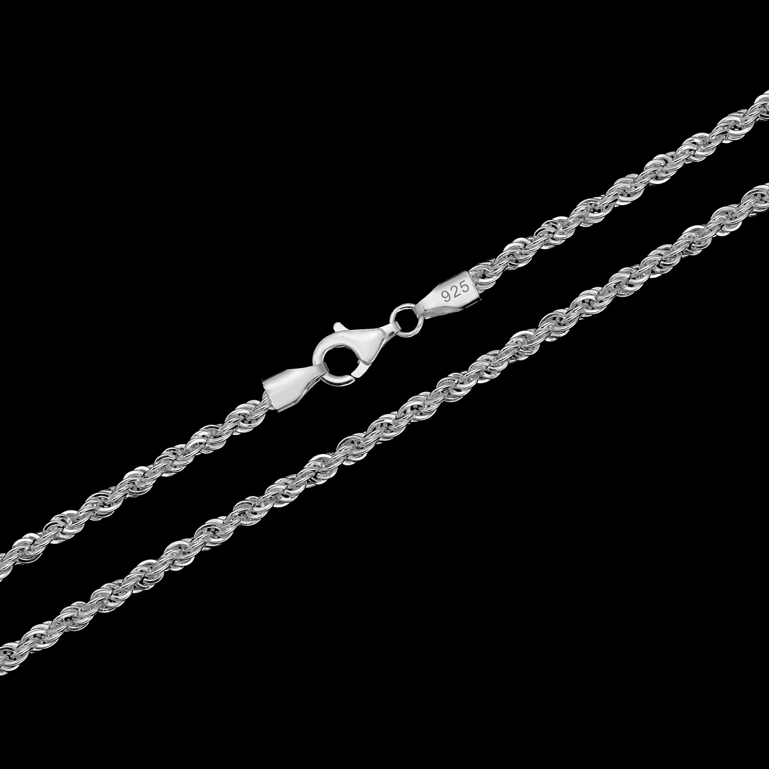 3mm Kordelkette Rope Chain - Silber 925