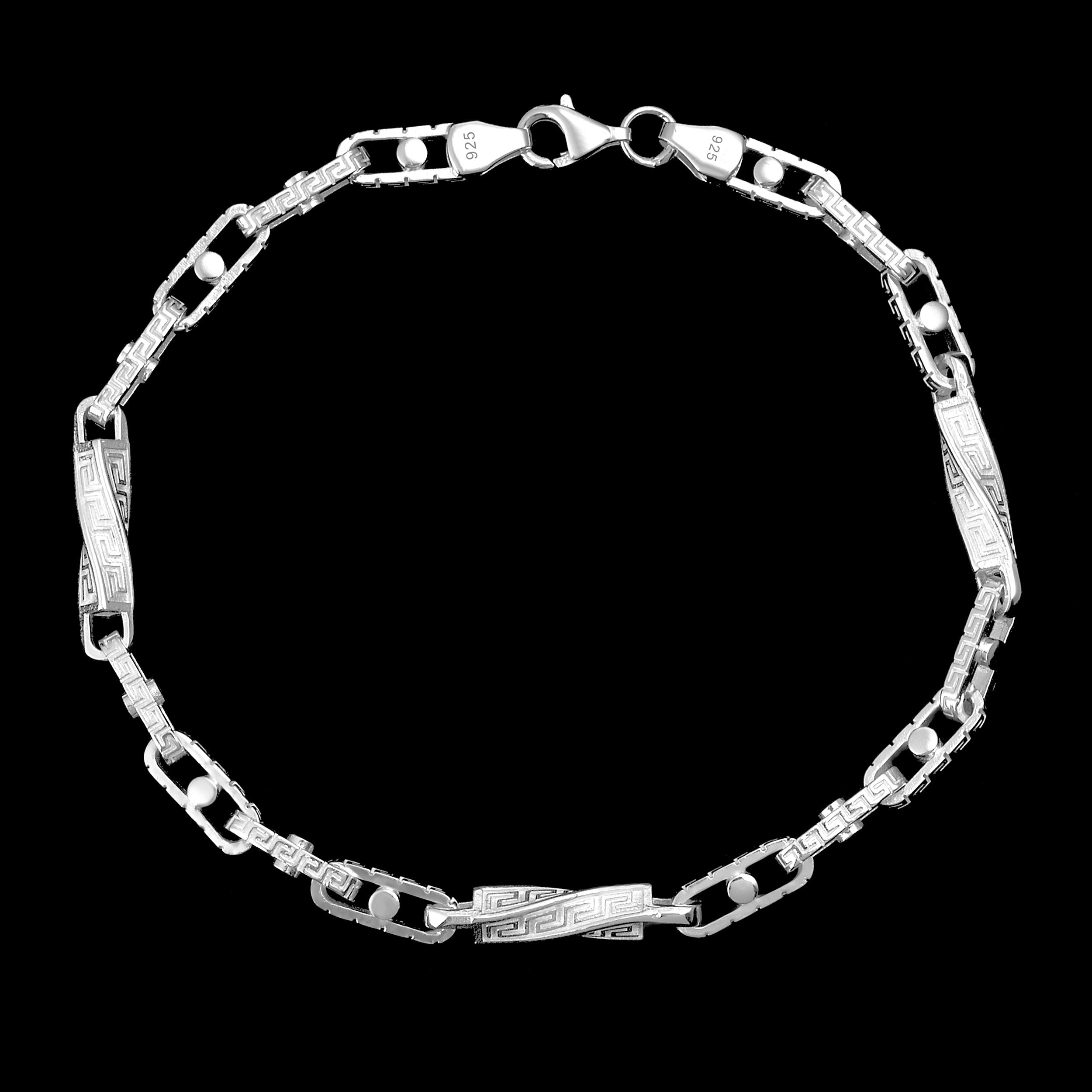 4mm Greek Monte Carlo Armband - Silber 925