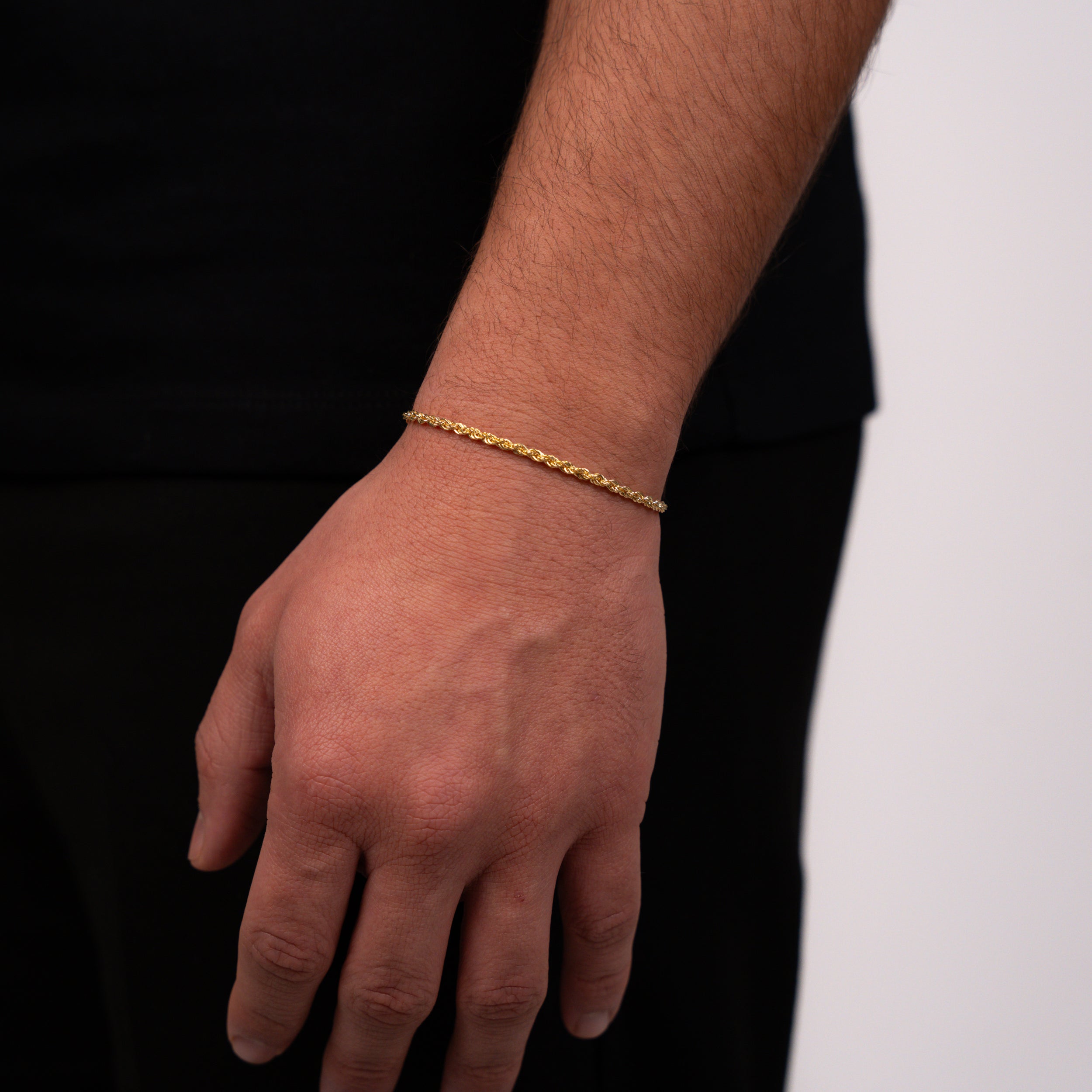 3mm Kordelkette Rope Chain Armband - Silber 925 18k Gold vergoldet