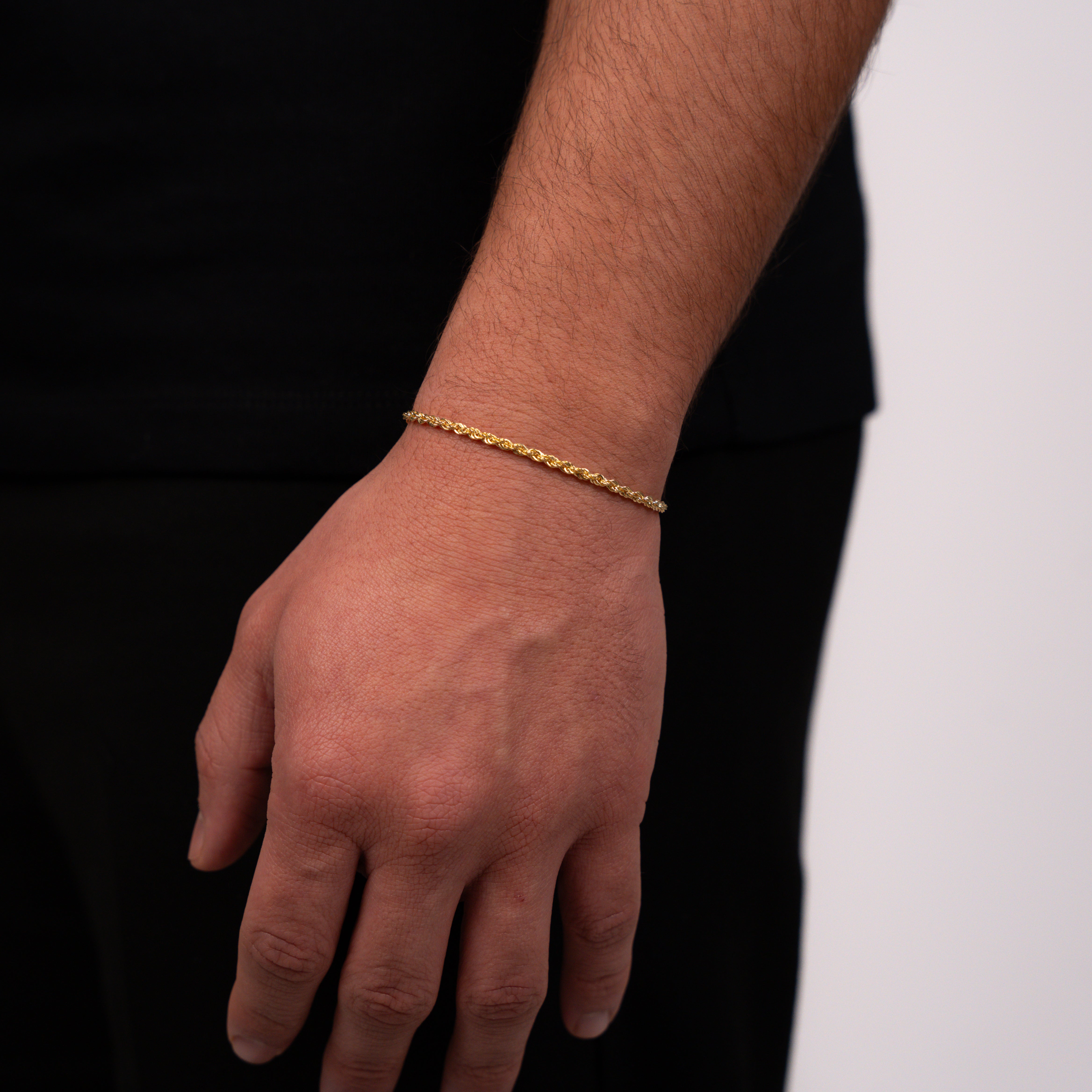 3mm Kordelkette Rope Chain Armband - Silber 925 18k Gold vergoldet
