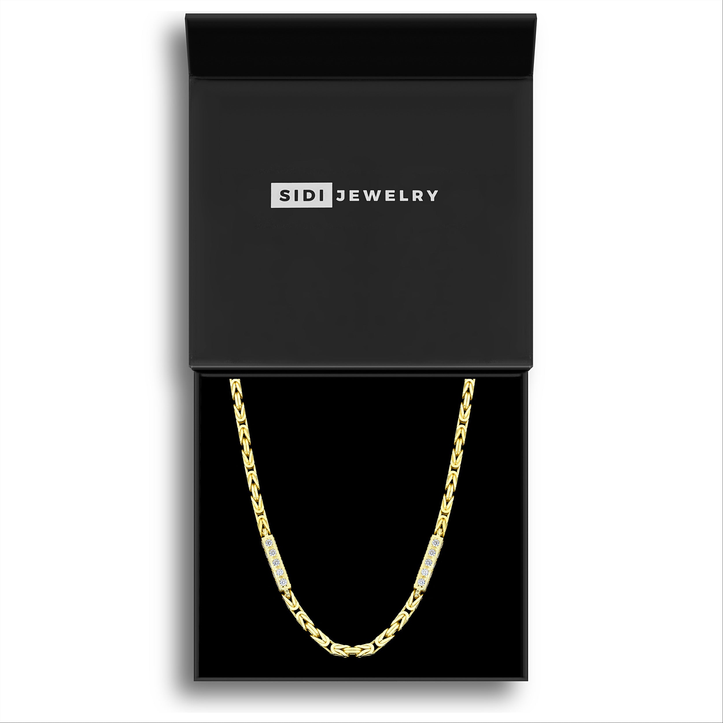 Set - Iced Out Königskette + Armband 3mm - 925 Silber 18k Gold vergoldet - Kostenloses Armband