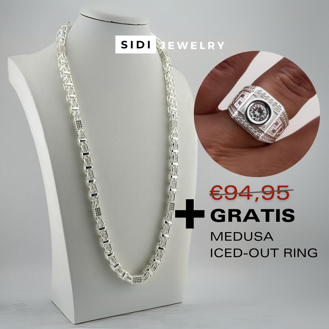 8,5mm Käfigkette Iced Out x Ring - Silber 925