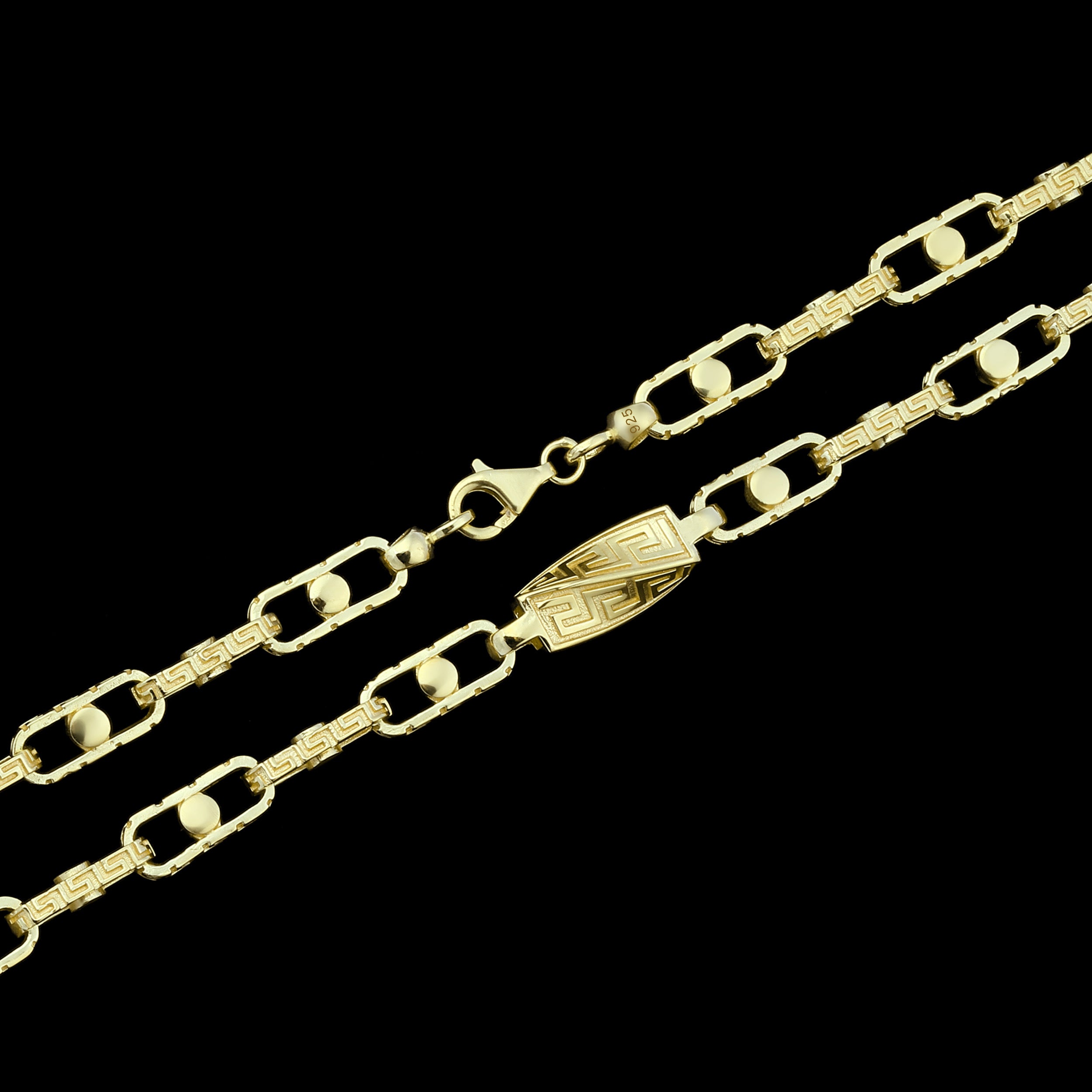 6mm Greek Monte Carlo Kette - Silber 925 18k Gold vergoldet