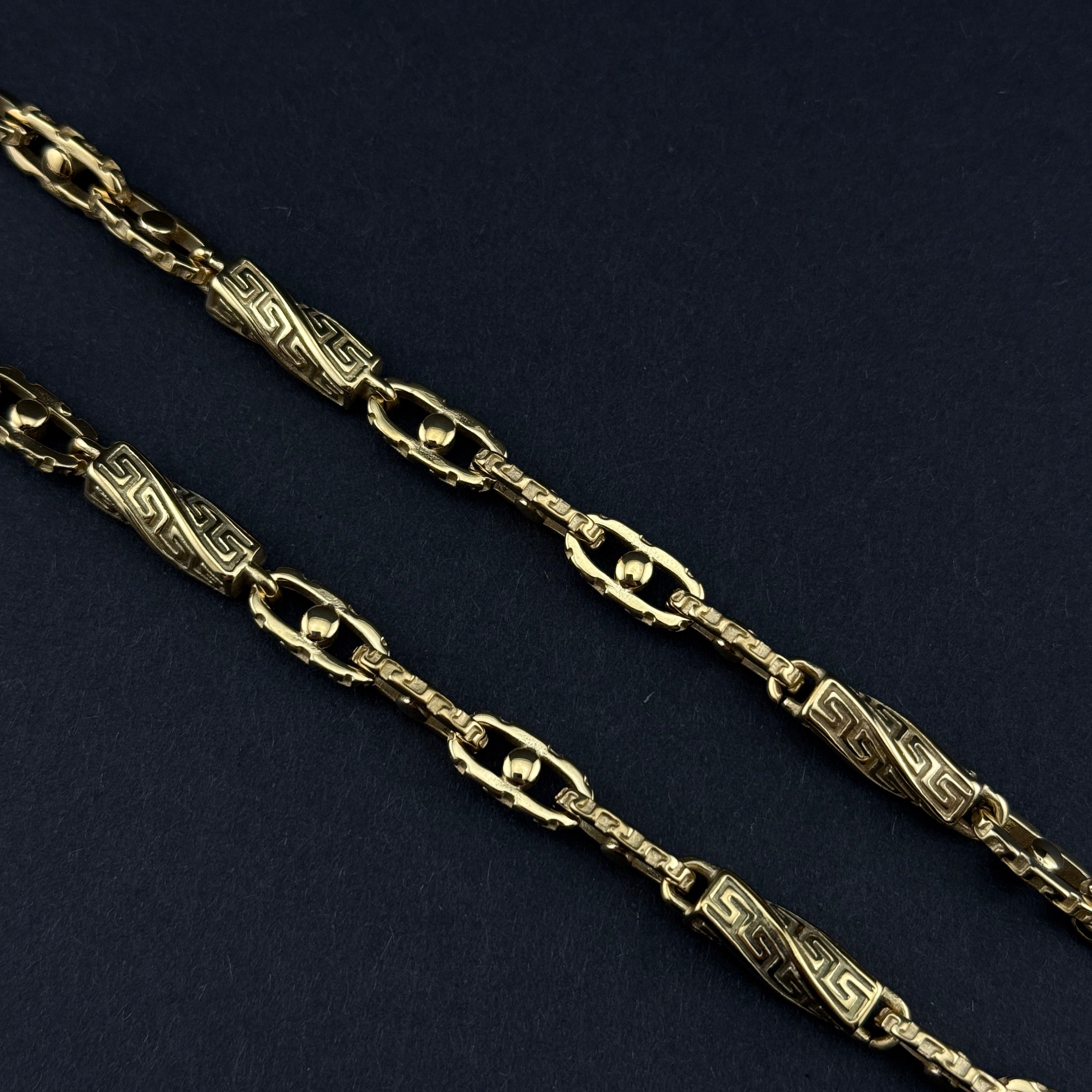 Set - 6mm Greek Monte Carlo Kette + Armband - Edelstahl mit Vergoldung