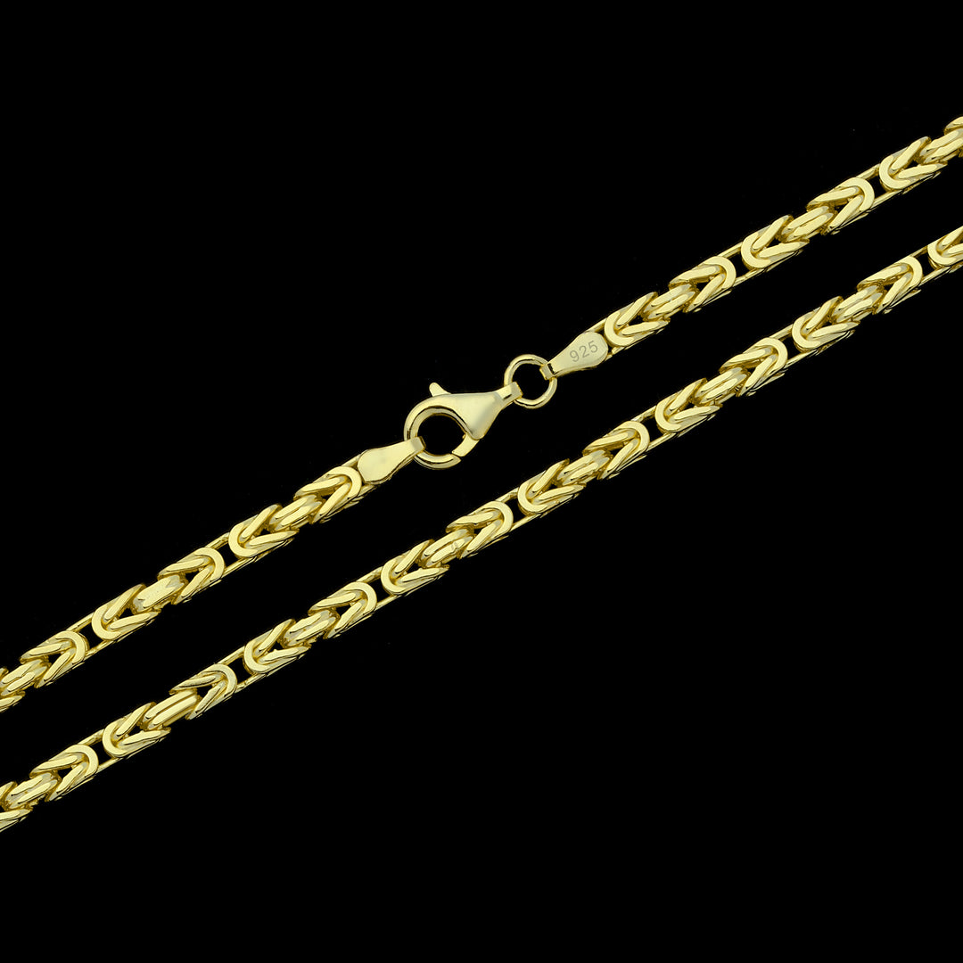 Set - Königskette + Armband 3mm - 925 Silber mit 18K Vergoldung - Kostenloses Armband
