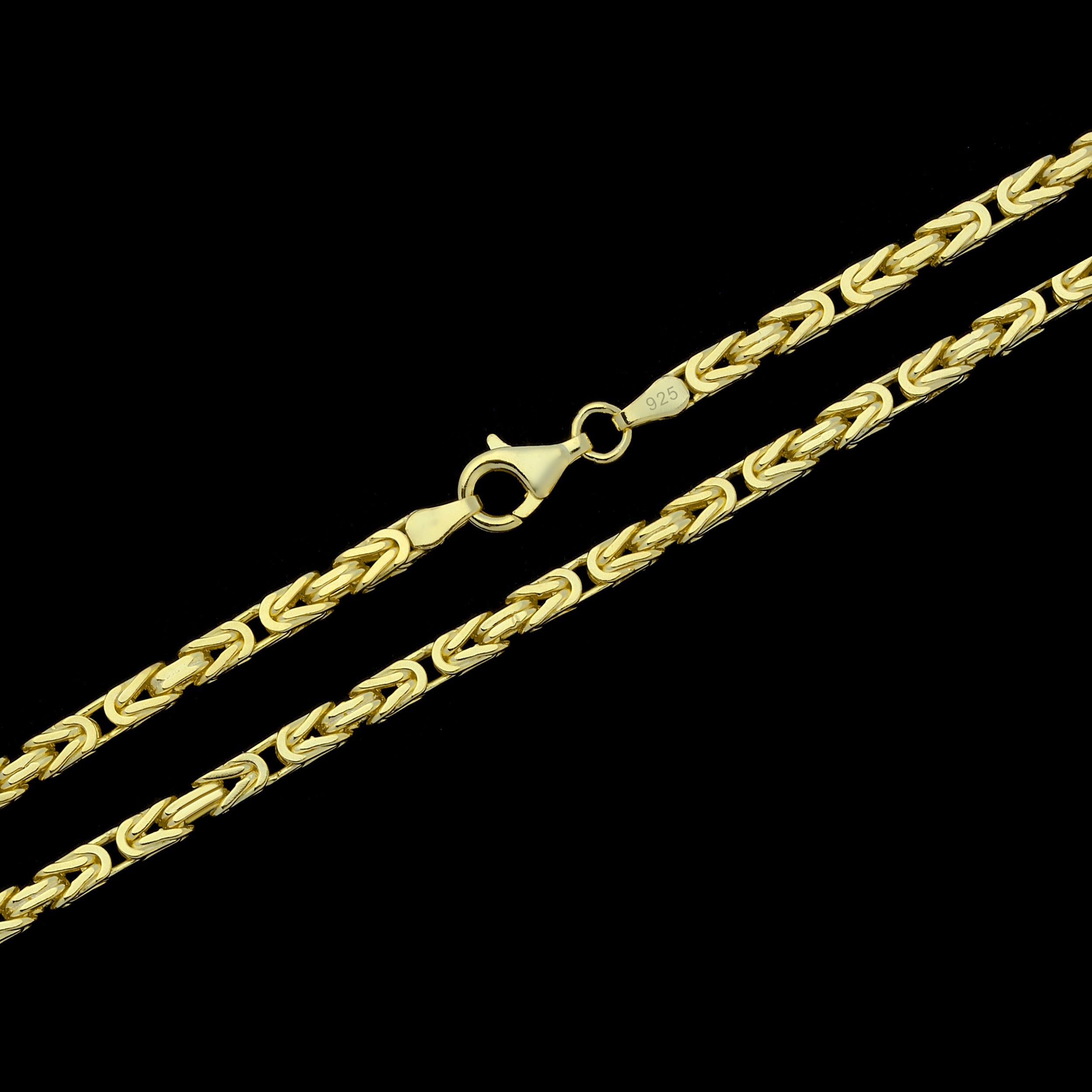 Set - Königskette + Armband 3mm - 925 Silber mit 18K Vergoldung - Kostenloses Armband