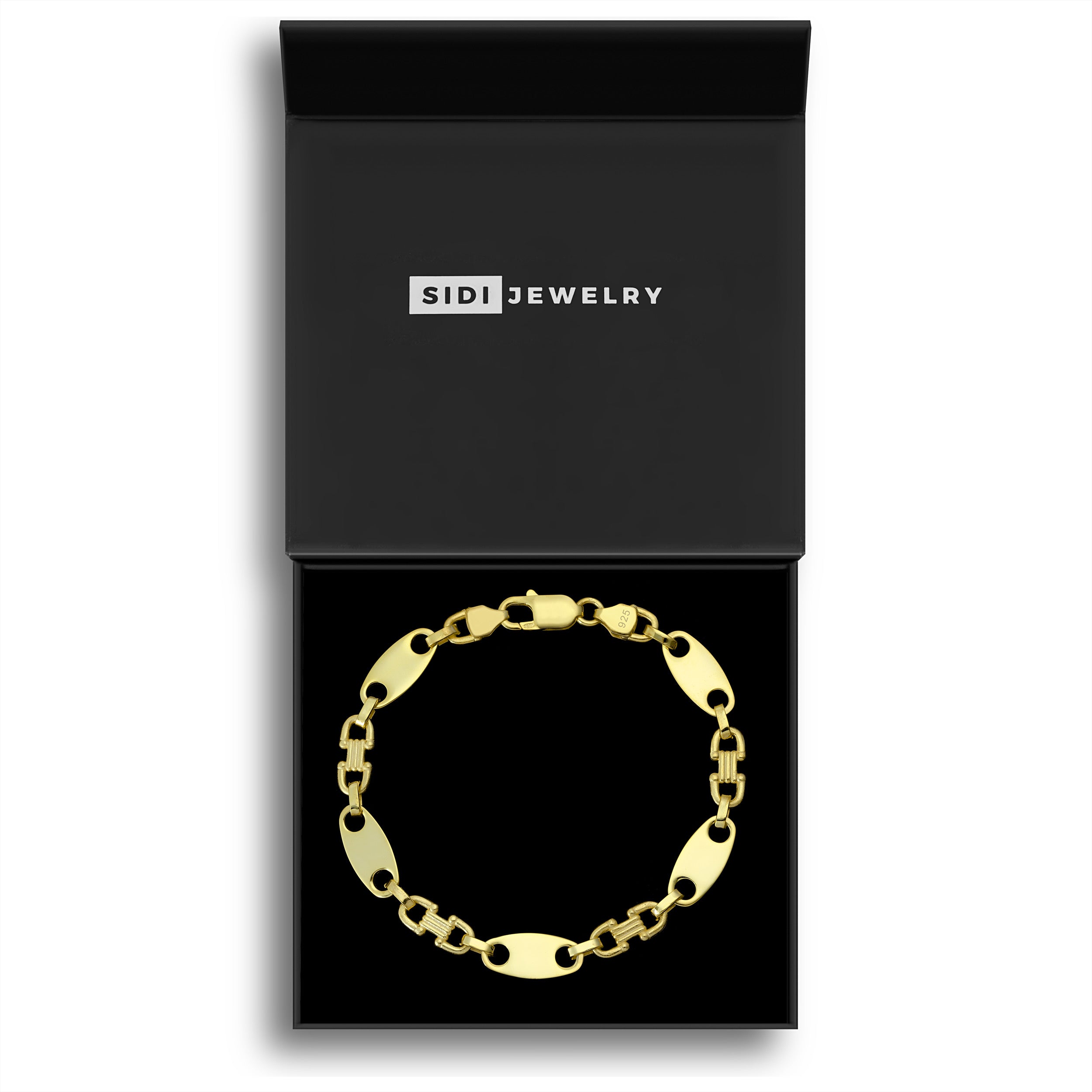 8mm Plattenkette Armband - Silber 925 18k Gold vergoldet