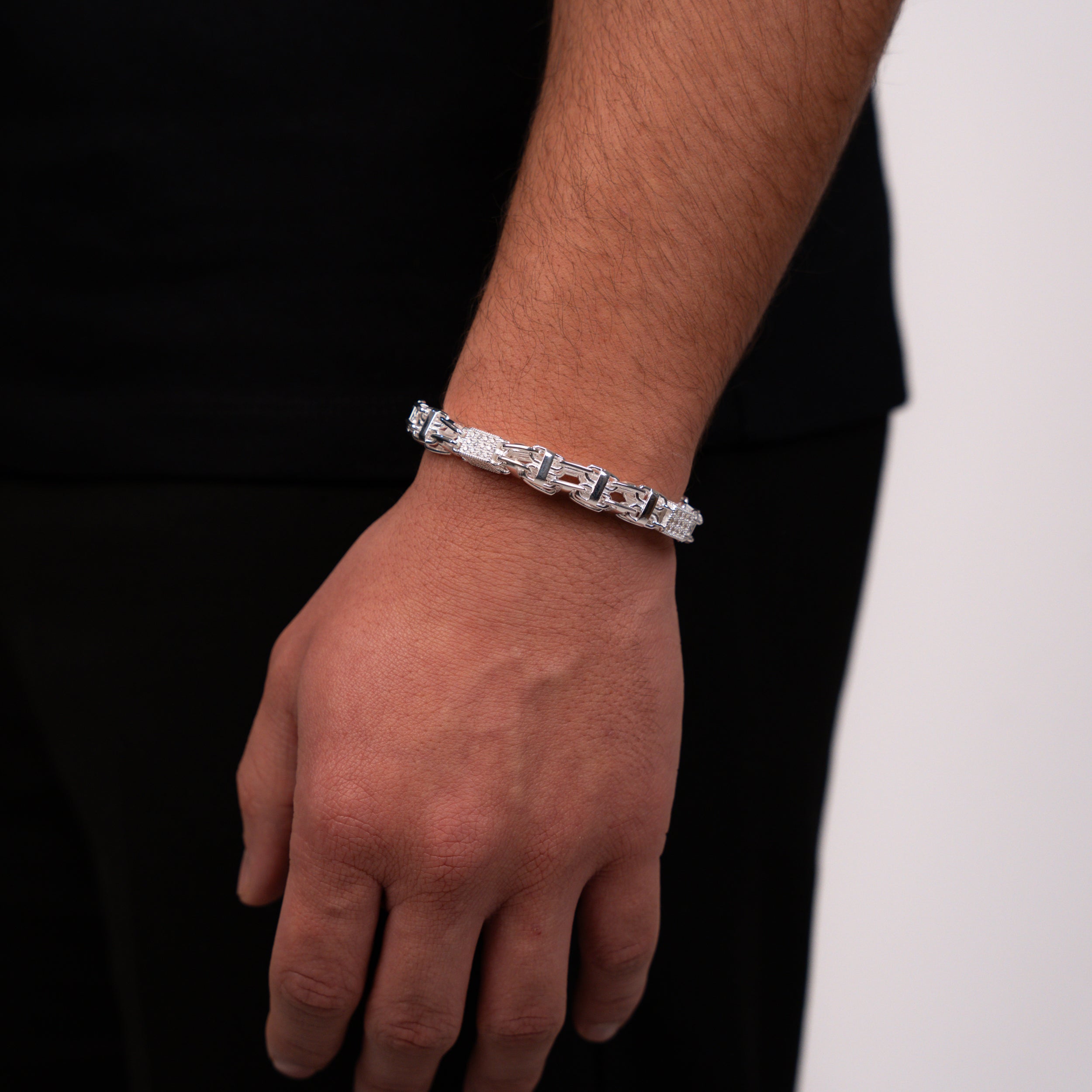 8,5mm Käfigkette Iced Out Armband - Silber 925