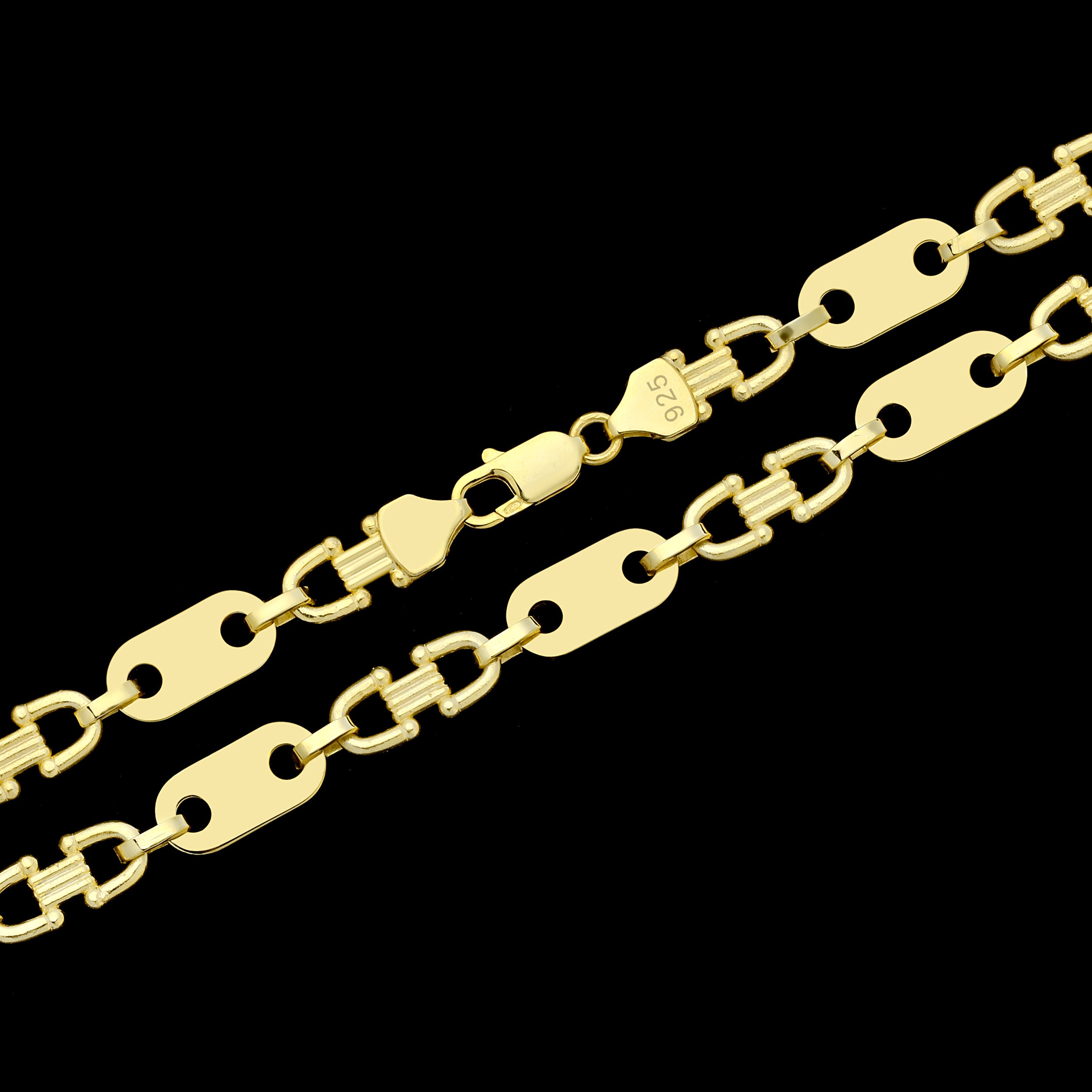 10mm  Plattenkette - Silber 925 18k Gold vergoldet