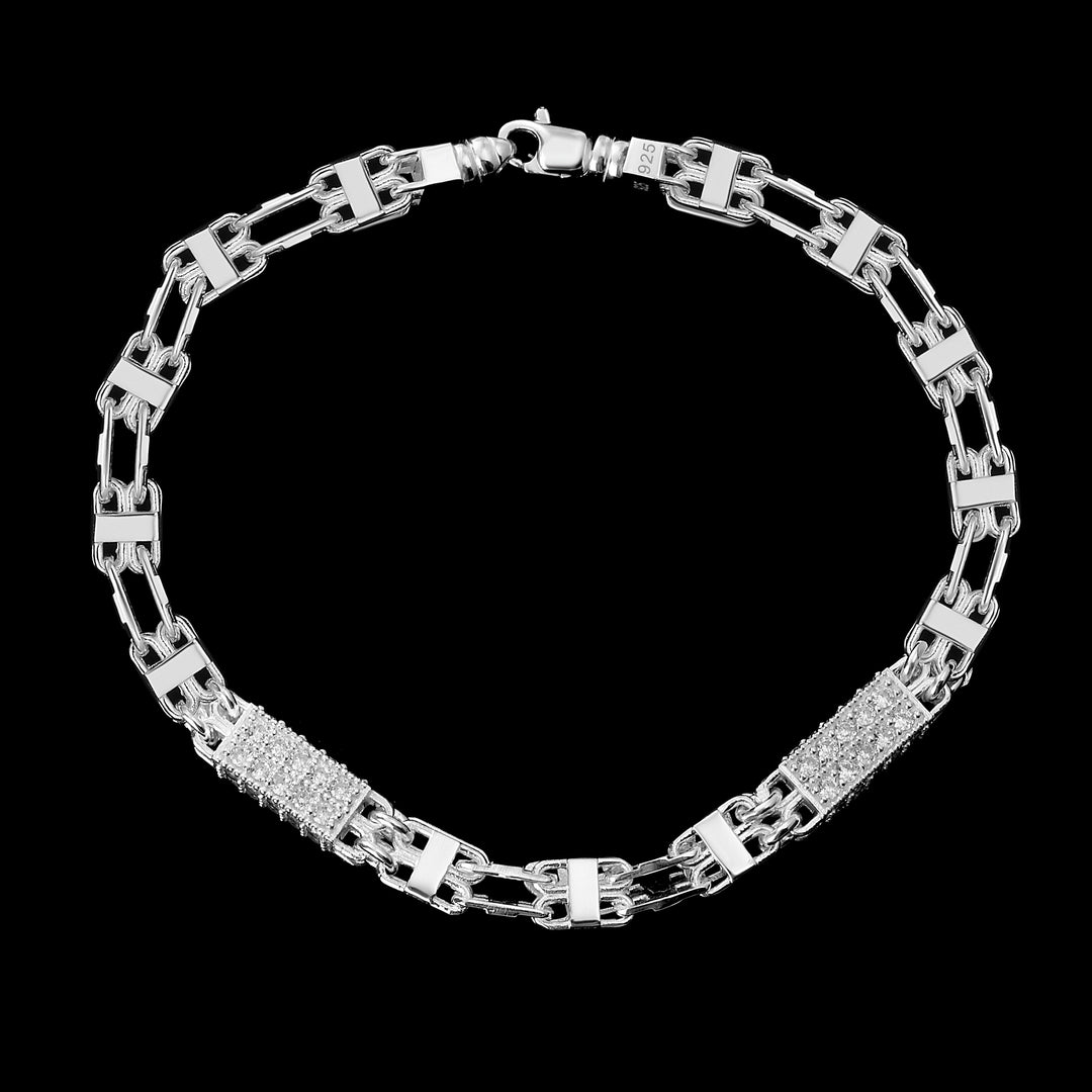 6mm Set Käfigkette Iced Out x Ring - Silber 925